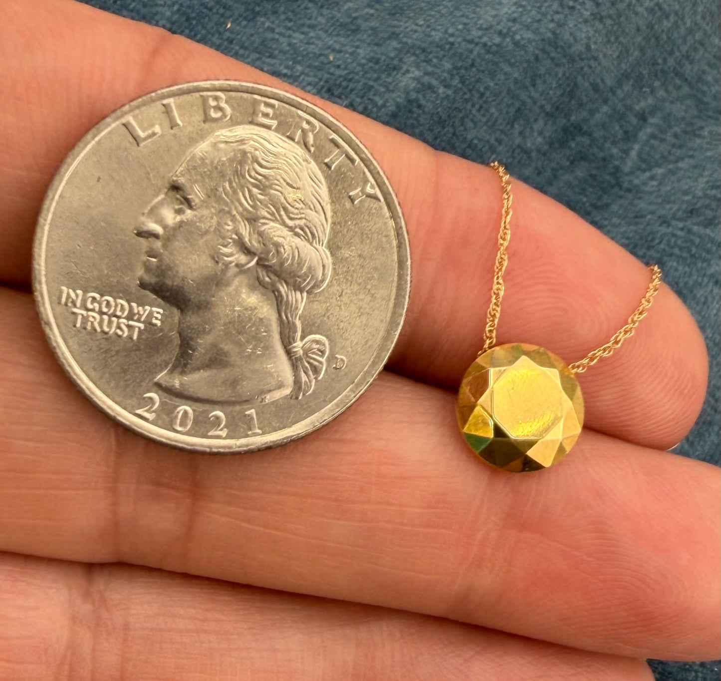 18k Gold Tiffany "2 Carat" Faceted Round Pendant. Non-Tiffany 14k Chain *Video*