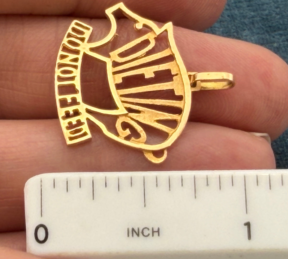 10k Yellow Gold Funny Pig Cut-Out Pendant. "DIETING - Do Not Feed"