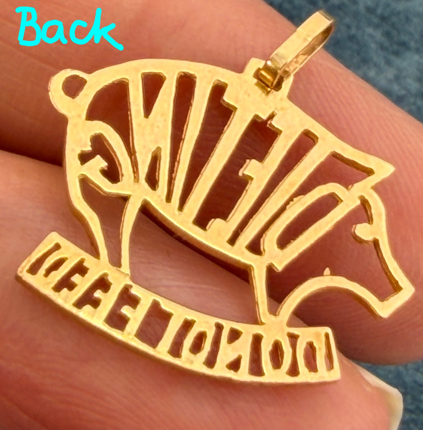 10k Yellow Gold Funny Pig Cut-Out Pendant. "DIETING - Do Not Feed"