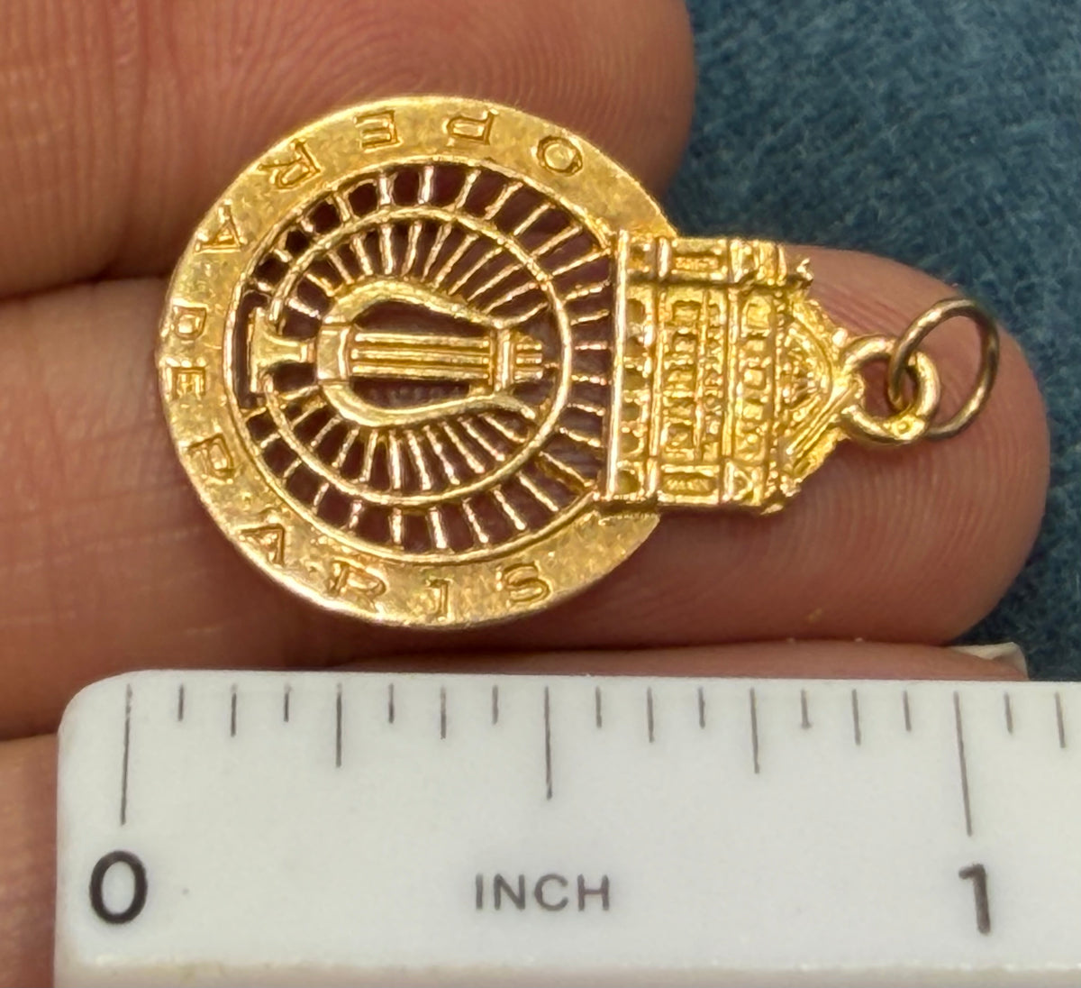 18k Yellow Rose Gold Opera de PARIS Medallion Pendant. 1"