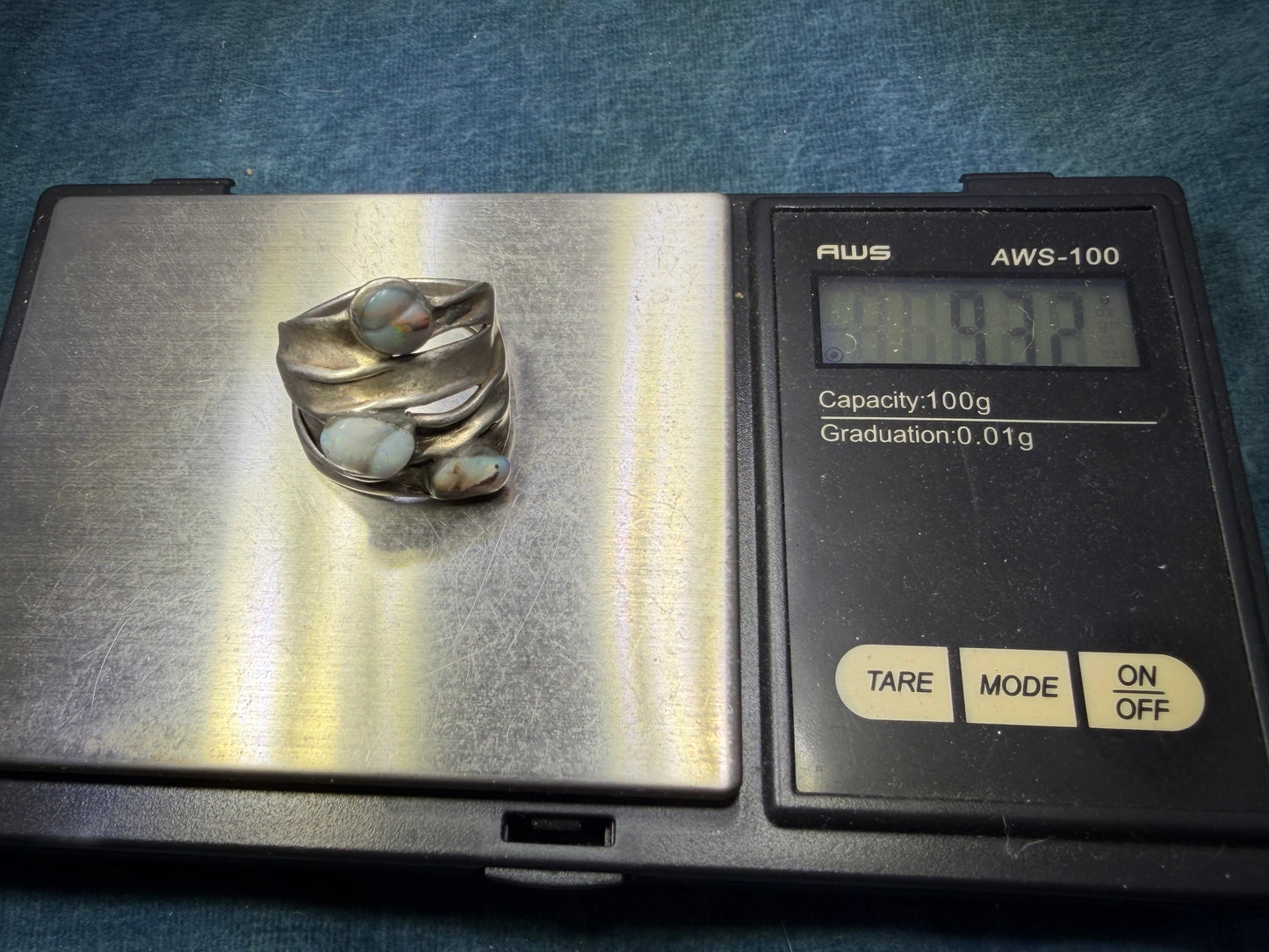 Australian Opal Multi-Band Stacked Sterling Silver Ring. Wide 0.8" + 9g *Video*