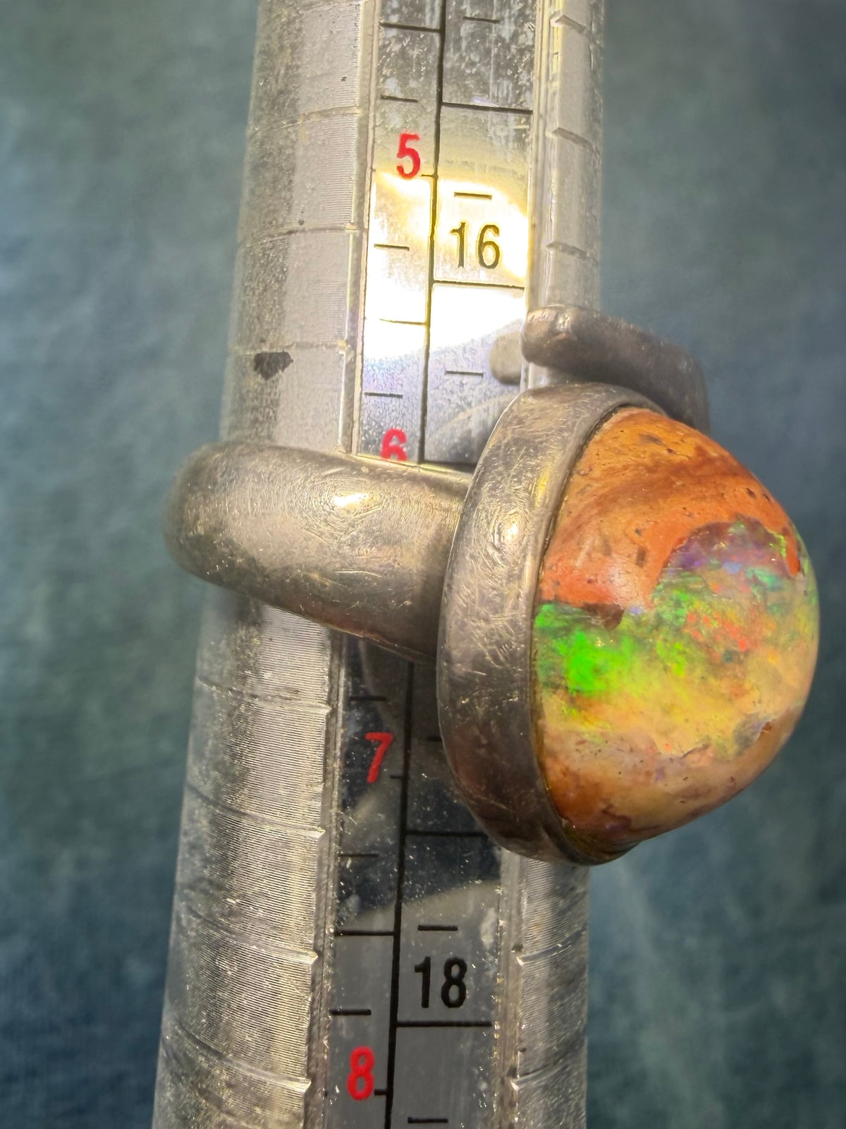 Mexican Boulder Fire Opal in 925 Silver. Mid-Century Modern. 12g *Video*