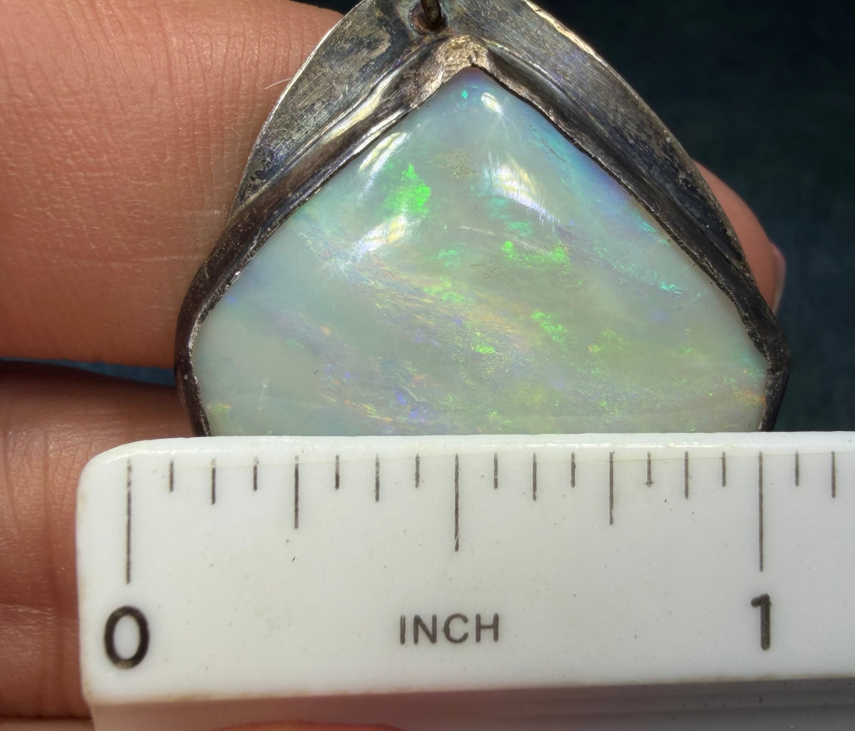 Australian Opal 925 Silver Kite-Shaped Pendant. 1.7"+ 9g *Video*