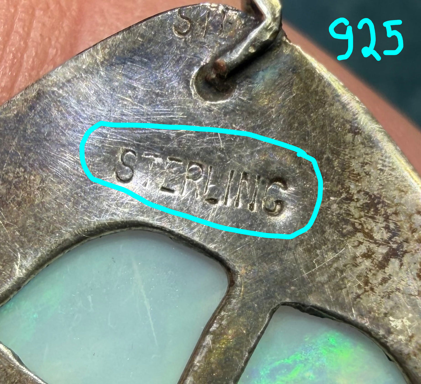 Australian Opal 925 Silver Kite-Shaped Pendant. 1.7"+ 9g *Video*