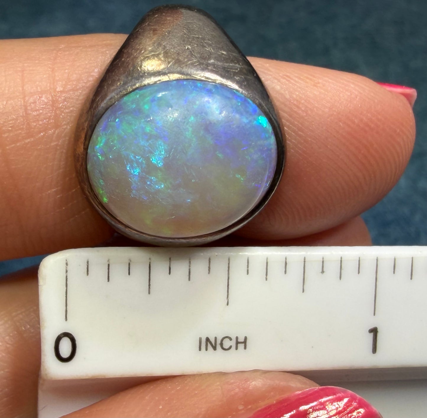 Australian Jelly Opal Signet Ring. 15mm + 5g  *Video*