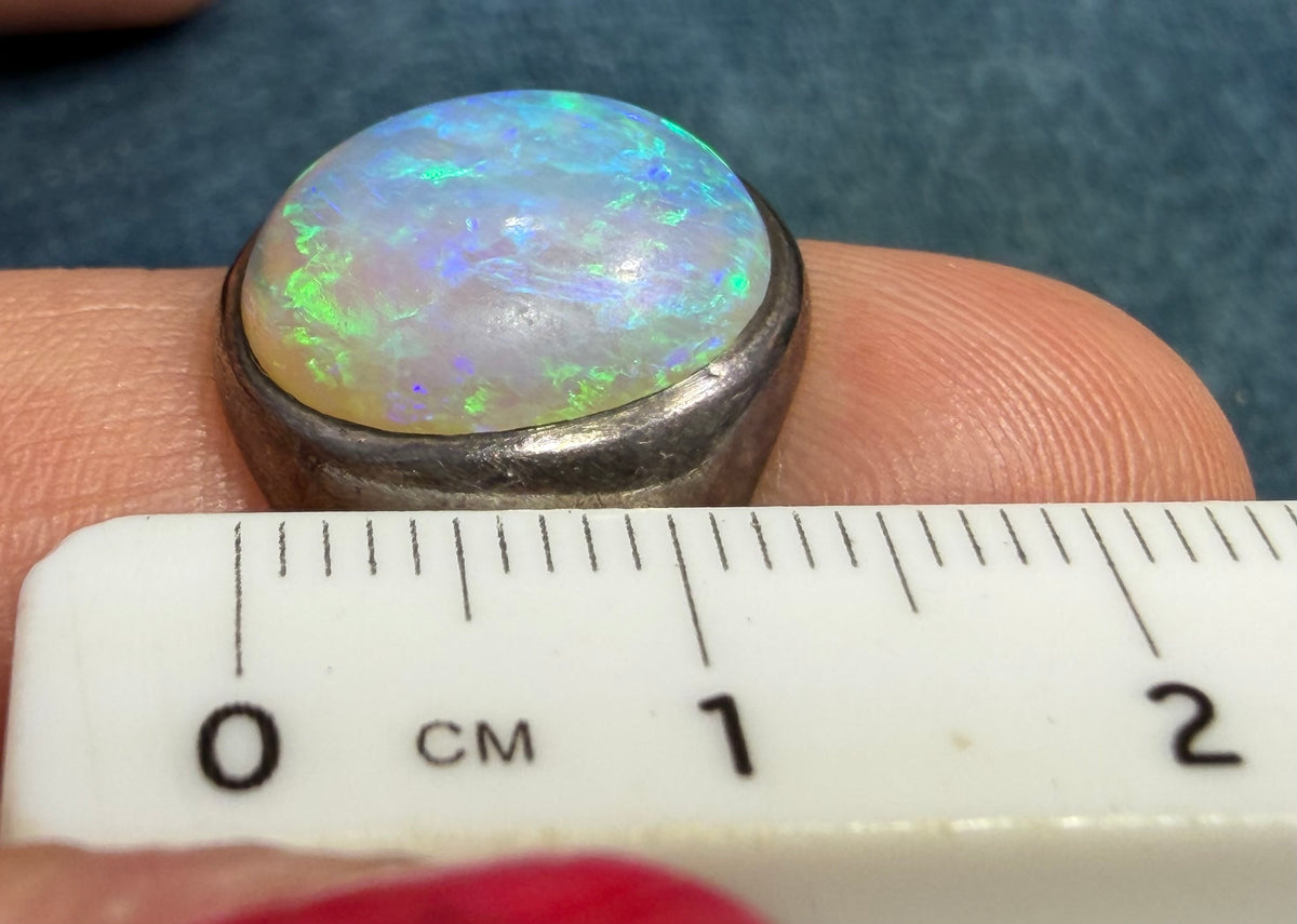 Australian Jelly Opal Signet Ring. 15mm + 5g  *Video*