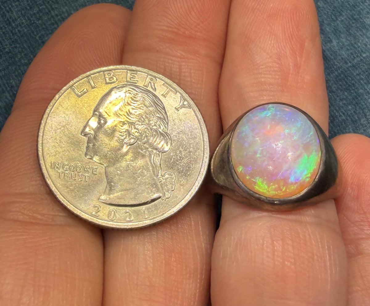 Australian Jelly Opal Signet Ring. 15mm + 5g  *Video*
