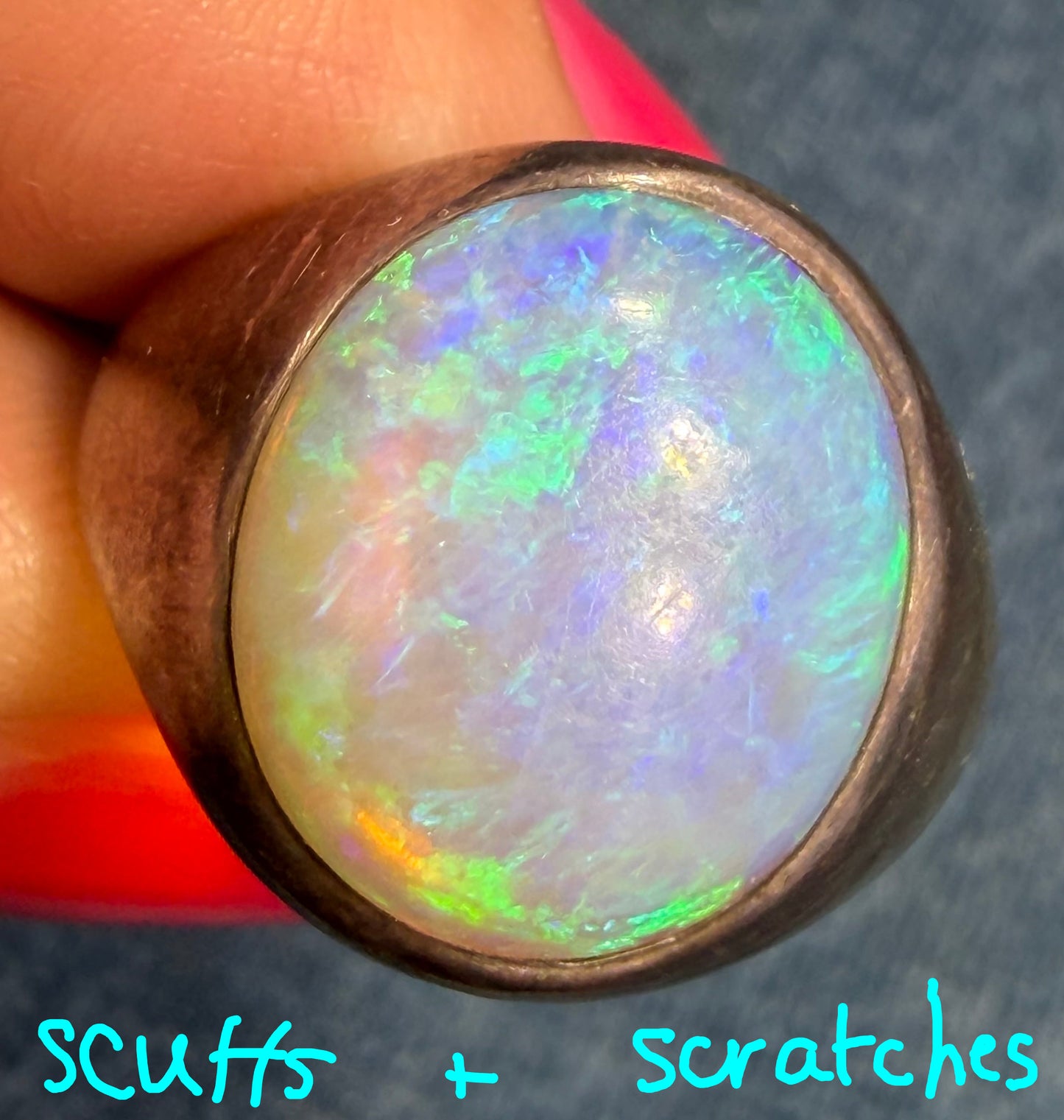 Australian Jelly Opal Signet Ring. 15mm + 5g  *Video*