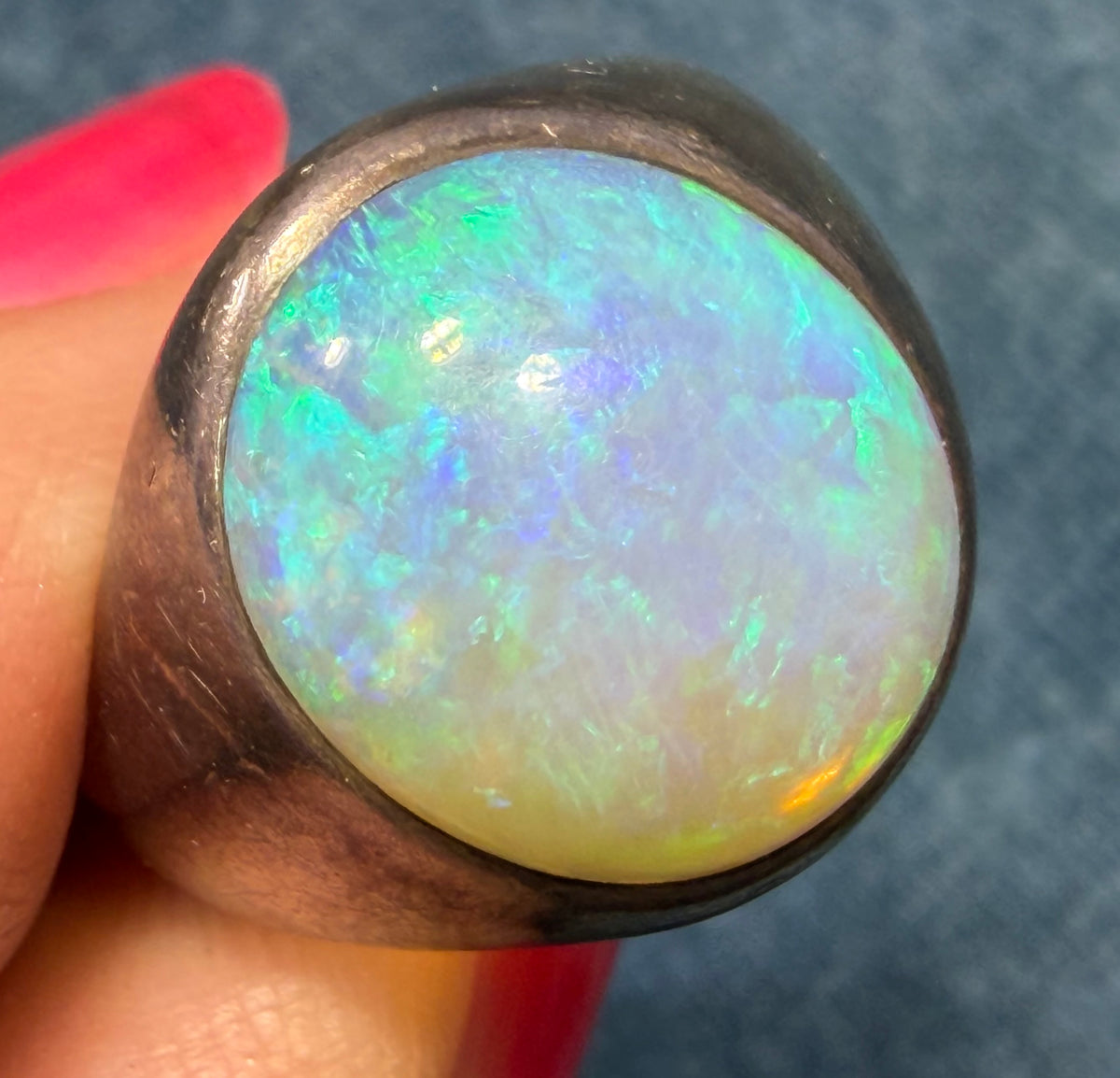 Australian Jelly Opal Signet Ring. 15mm + 5g  *Video*