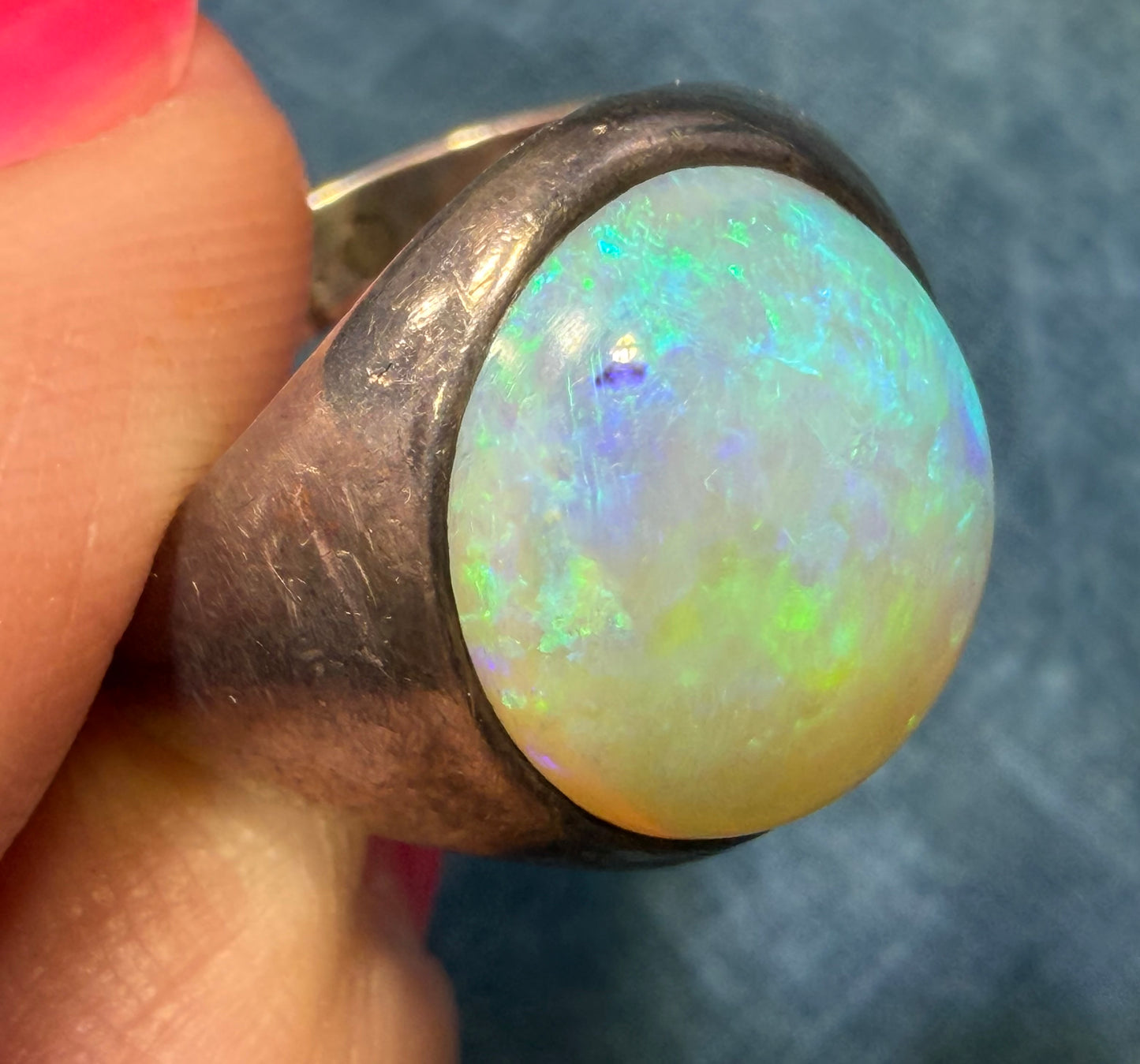 Australian Jelly Opal Signet Ring. 15mm + 5g  *Video*
