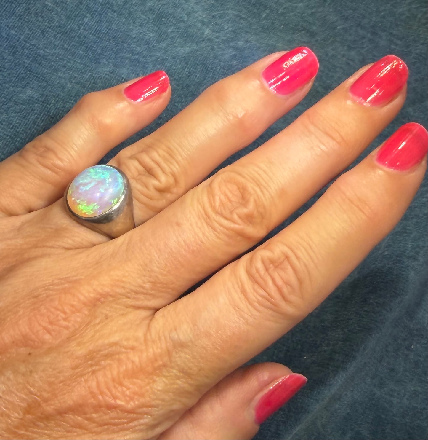 Australian Jelly Opal Signet Ring. 15mm + 5g  *Video*