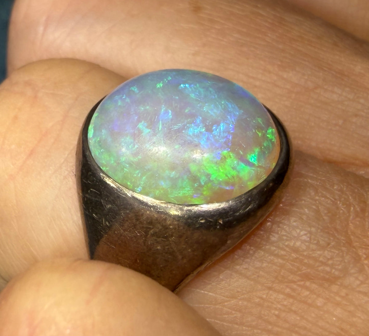 Australian Jelly Opal Signet Ring. 15mm + 5g  *Video*