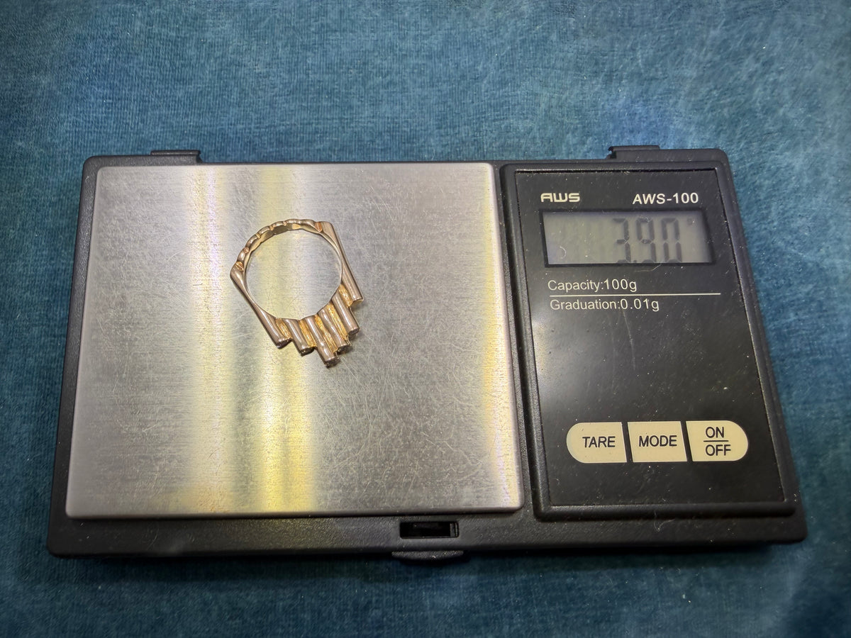 14k Yellow Gold Diamond BUBBLES Ring. MCM 50s Modernist