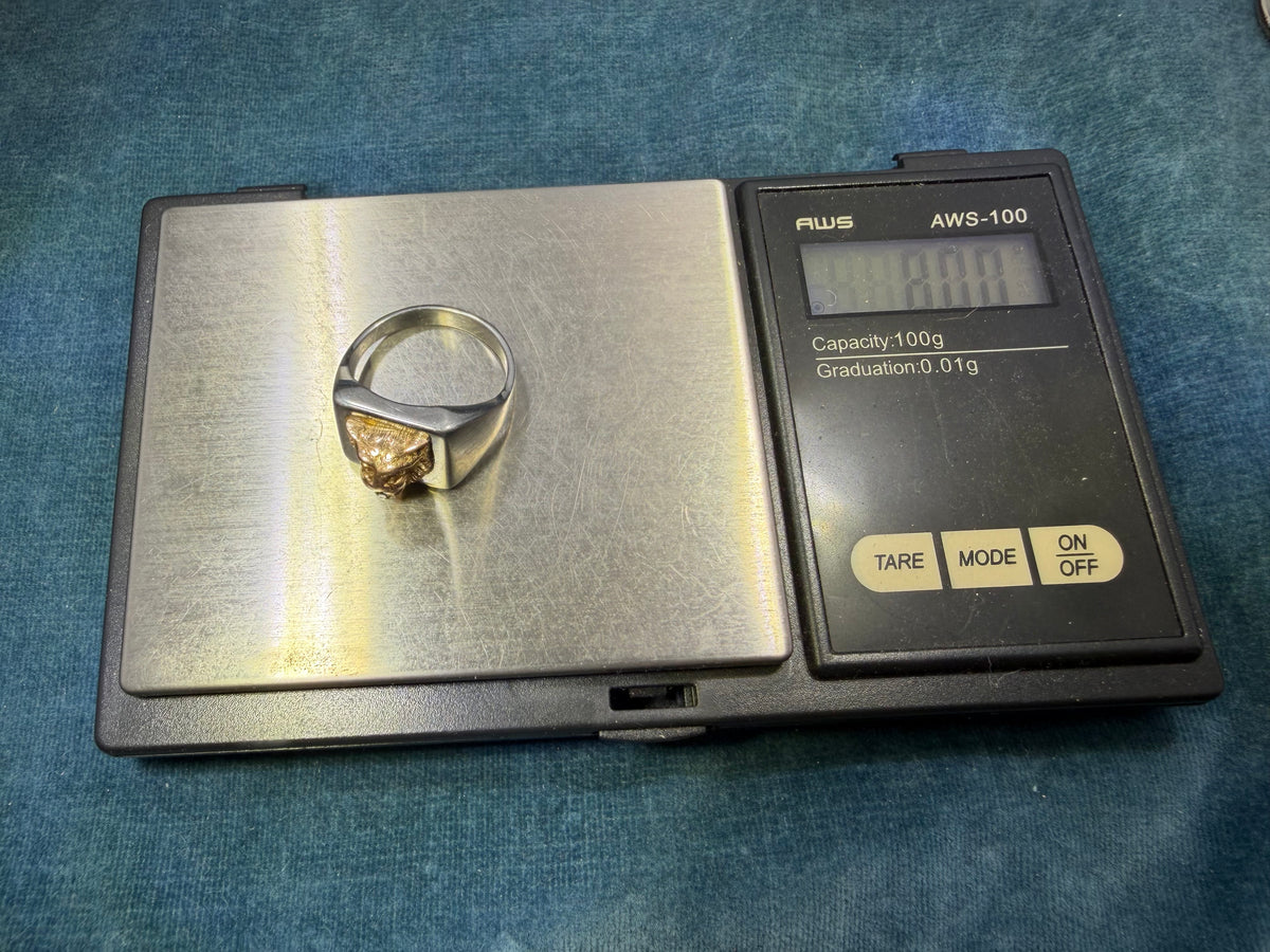 10k Yellow Gold Antique TIGER Head w Rose-Cut Diamond in SS Signet Ring. 8g