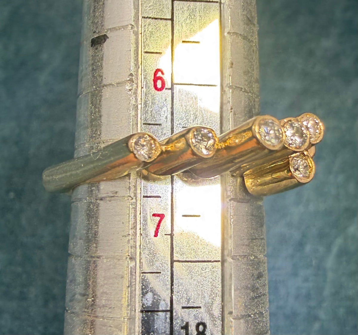 14k Yellow Gold Diamond BUBBLES Ring. MCM 50s Modernist