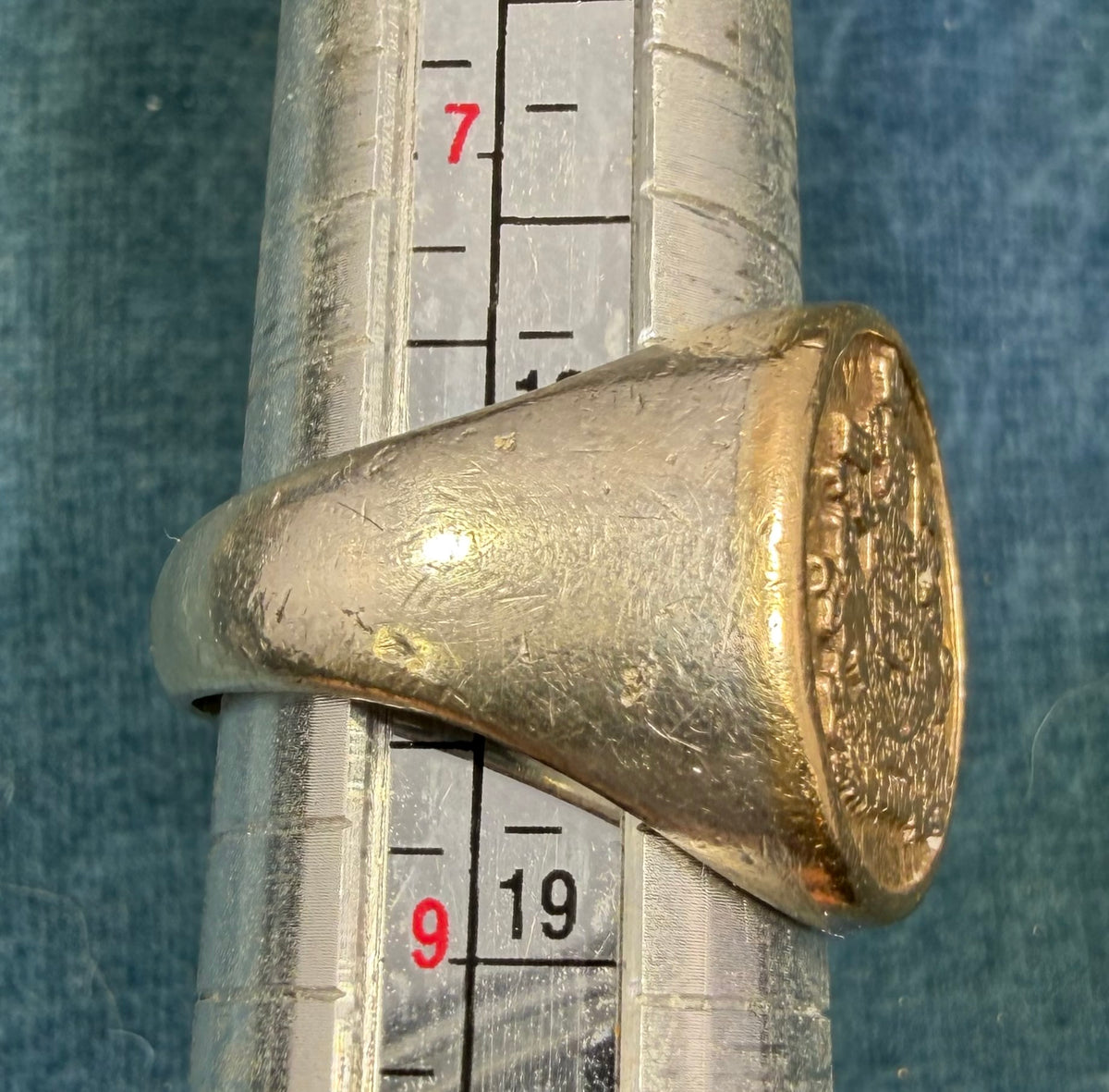 10k Yellow Gold Canadian Royal Coat of Arms in 925 Silver Ring. Antique 13g