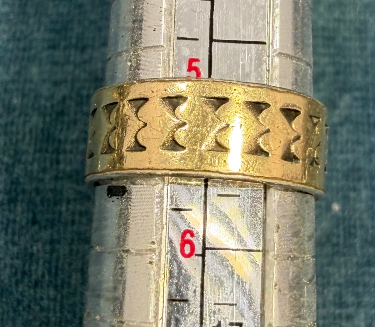 14k Yellow Gold & 925 Hearts Eternity Ring. Wide Eternity Band
