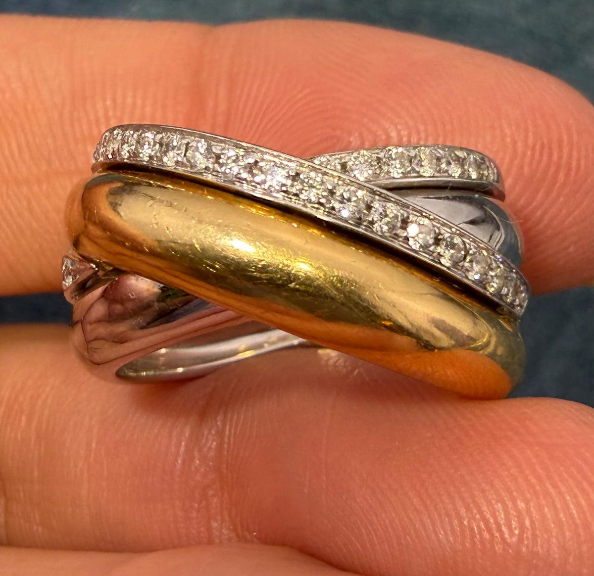 25% Over Scrap! 18k Gold Highway Criss-Cross Diamond Ring. Appraisal. 13g Video