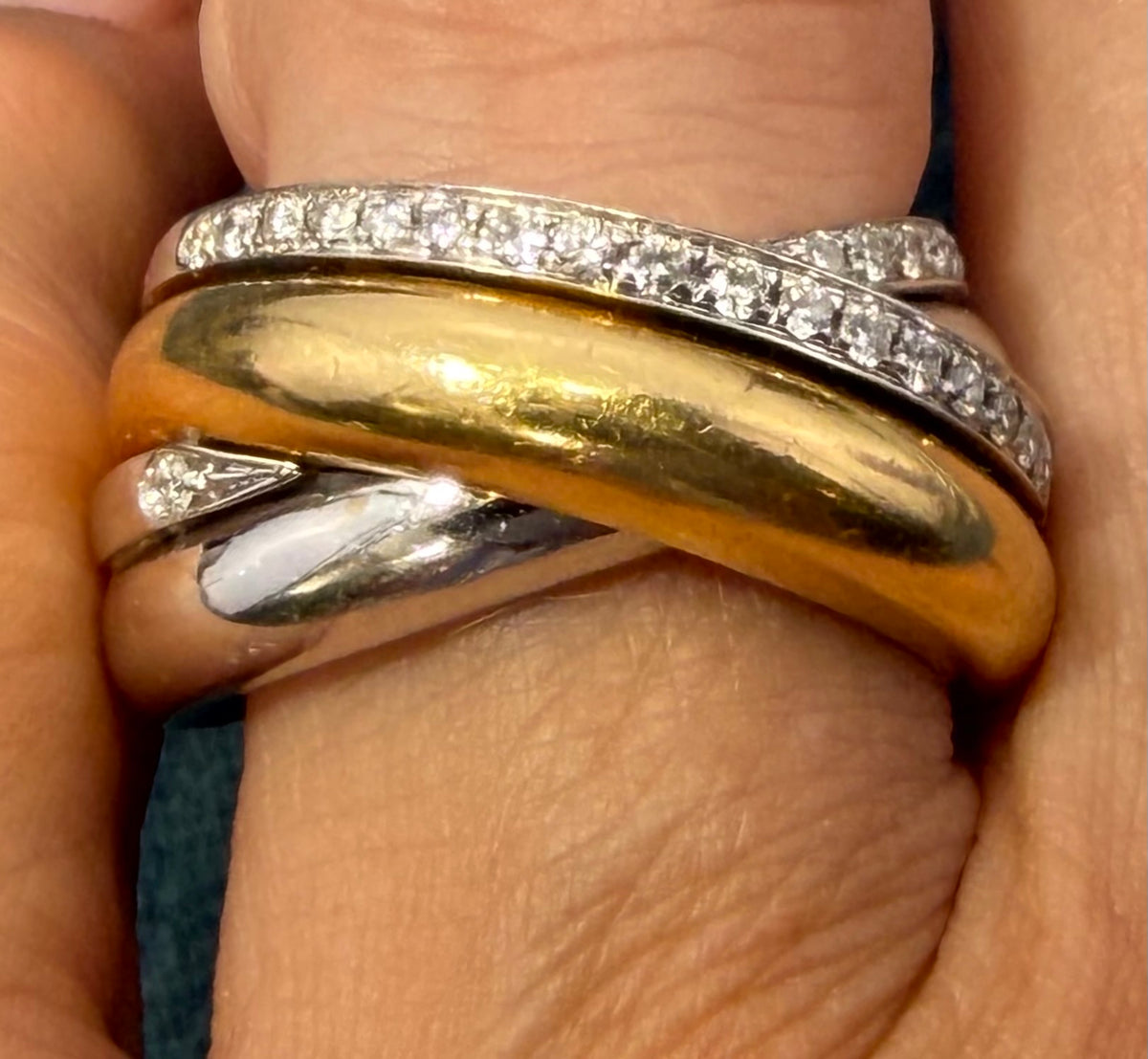 25% Over Scrap! 18k Gold Highway Criss-Cross Diamond Ring. Appraisal. 13g Video