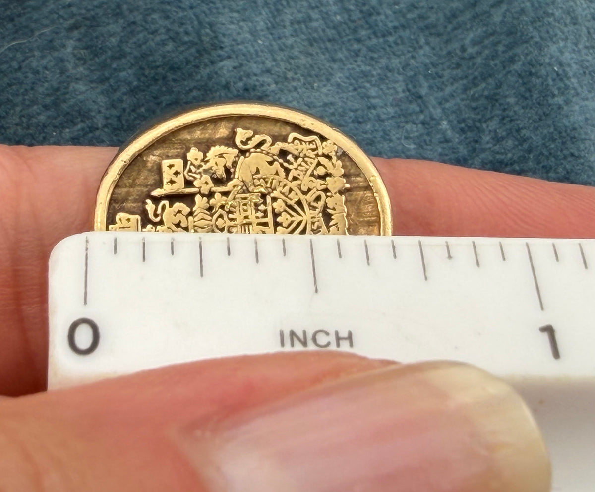 10k Yellow Gold Canadian Royal Coat of Arms in 925 Silver Ring. Antique 13g