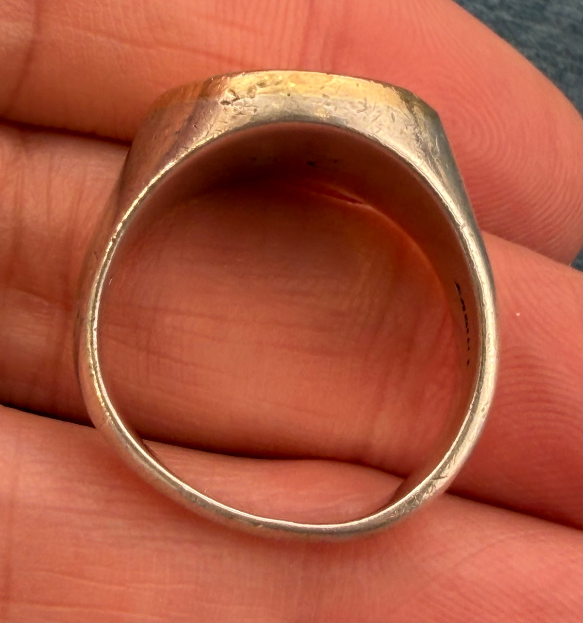 10k Yellow Gold Canadian Royal Coat of Arms in 925 Silver Ring. Antique 13g
