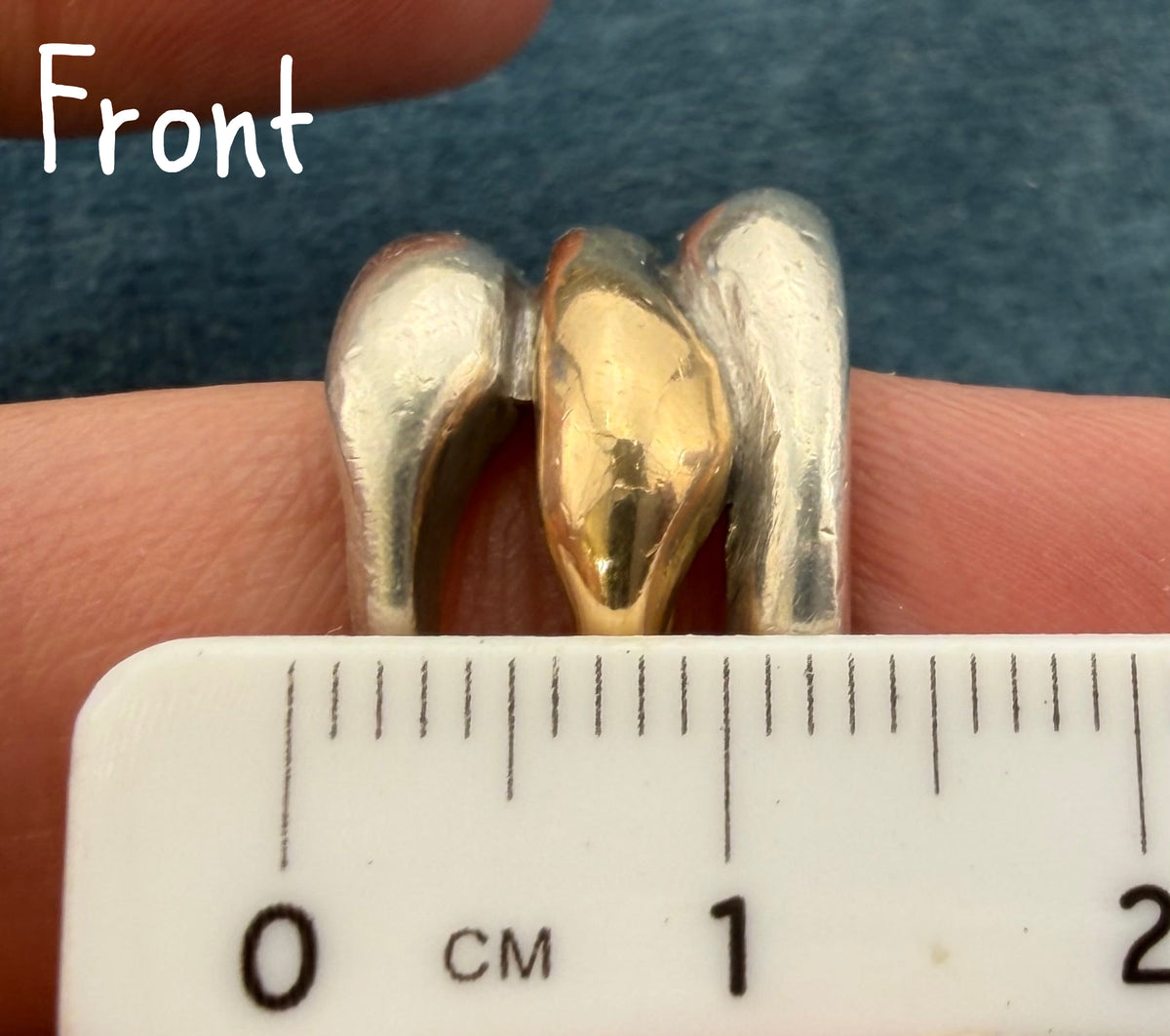 14k Yellow Gold + 925 Silver Wide 3 Band Stacked Ring. 13mm + 14g  *Video*
