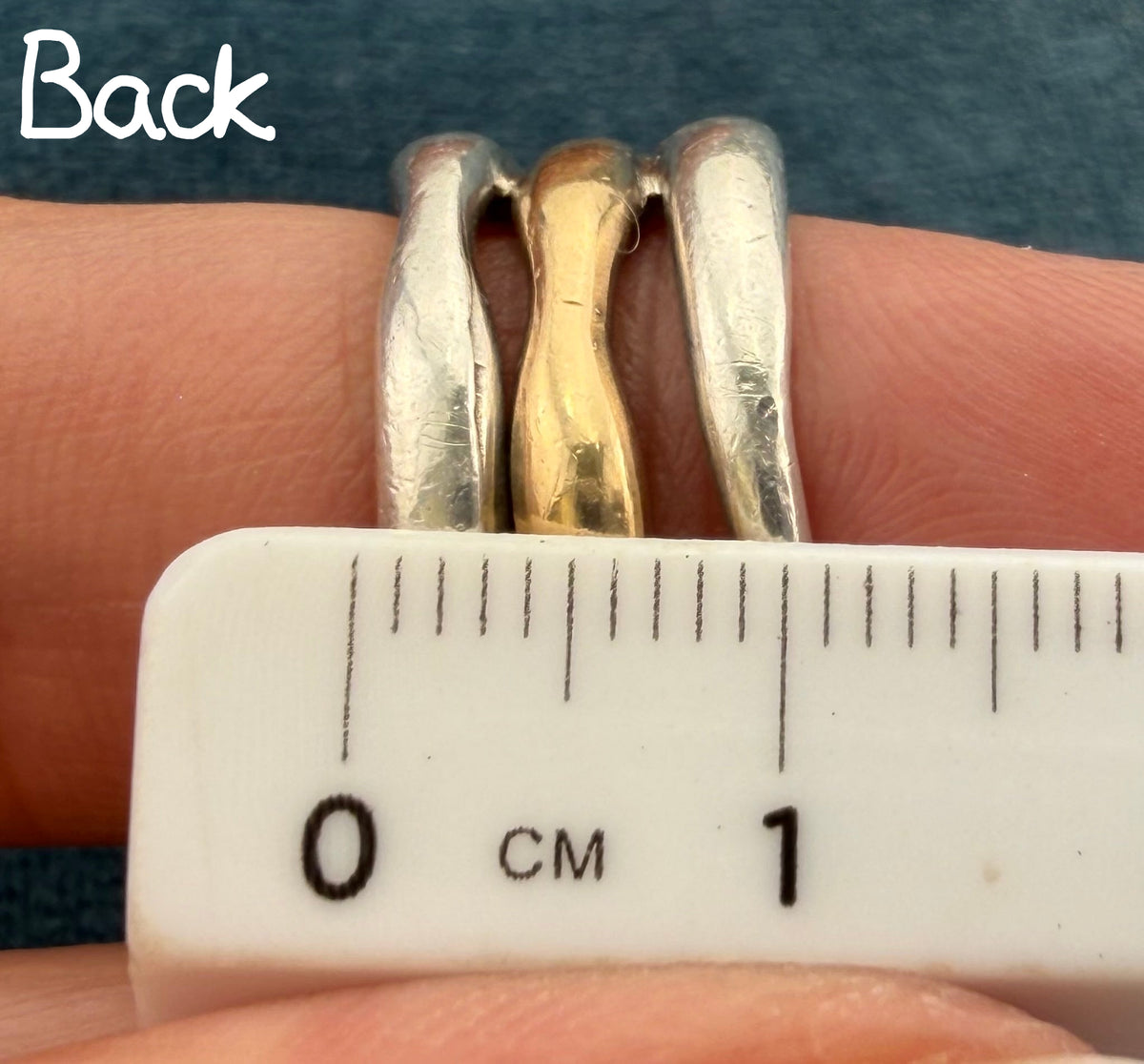 14k Yellow Gold + 925 Silver Wide 3 Band Stacked Ring. 13mm + 14g  *Video*