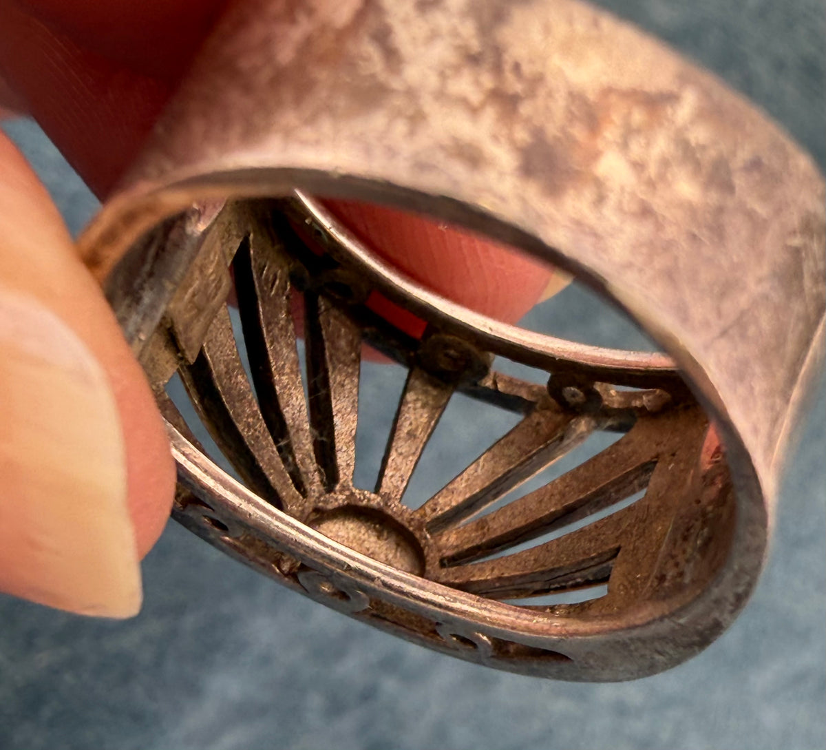 14k Yellow Gold + Sterling Silver Cut-Out Rising Sun Sunburst Ring