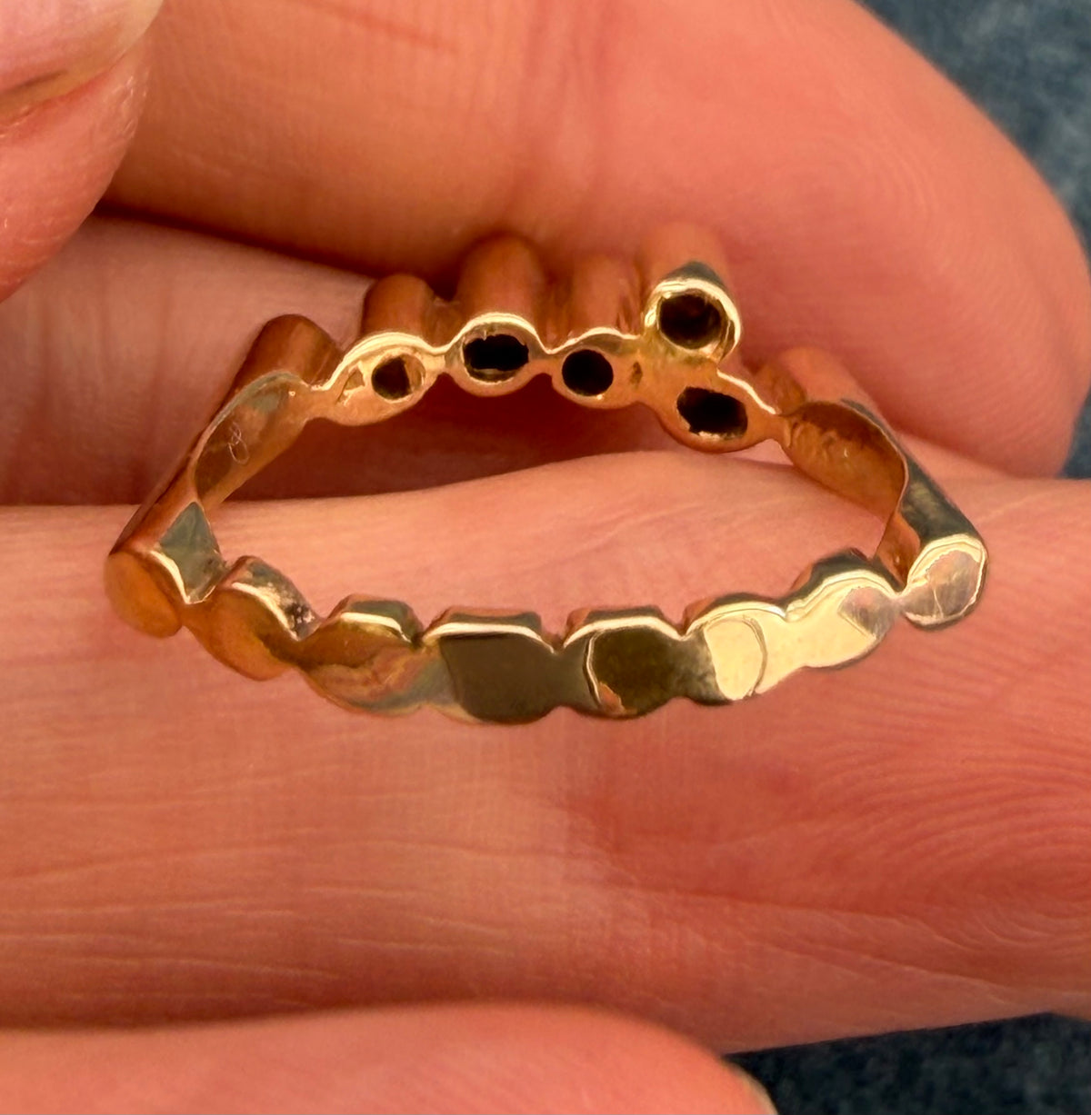 14k Yellow Gold Diamond BUBBLES Ring. MCM 50s Modernist