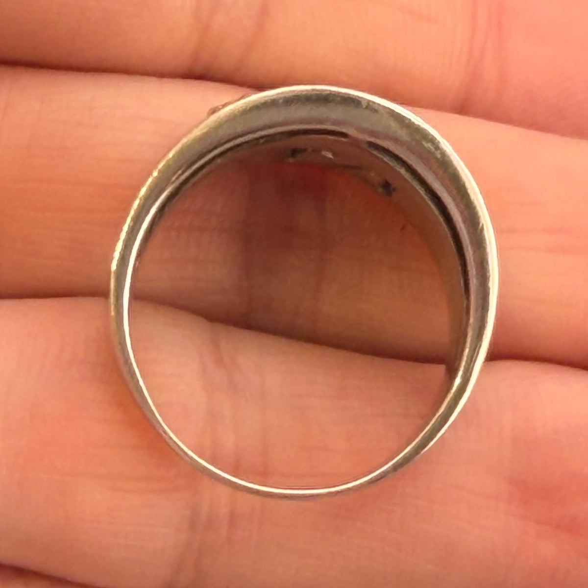 14k Yellow Gold + Diamond Heart on Wide 925 Silver Ring *Video*
