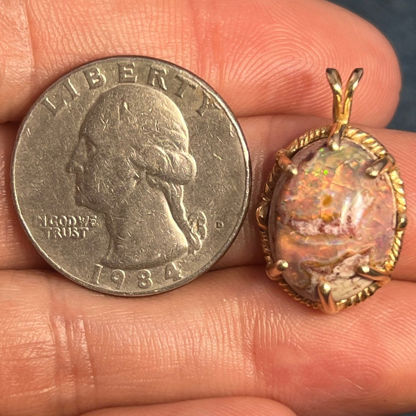 Mexican Boulder Fire Opal Old Pawn Pendant. *Video*