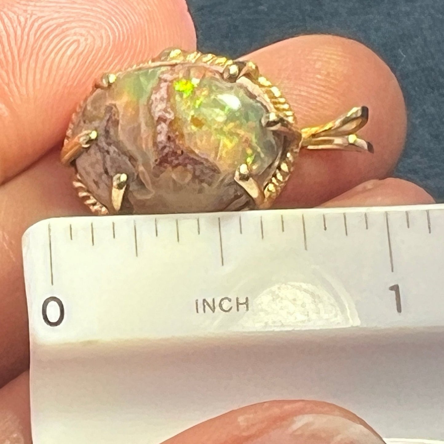 Mexican Boulder Fire Opal Old Pawn Pendant. *Video*