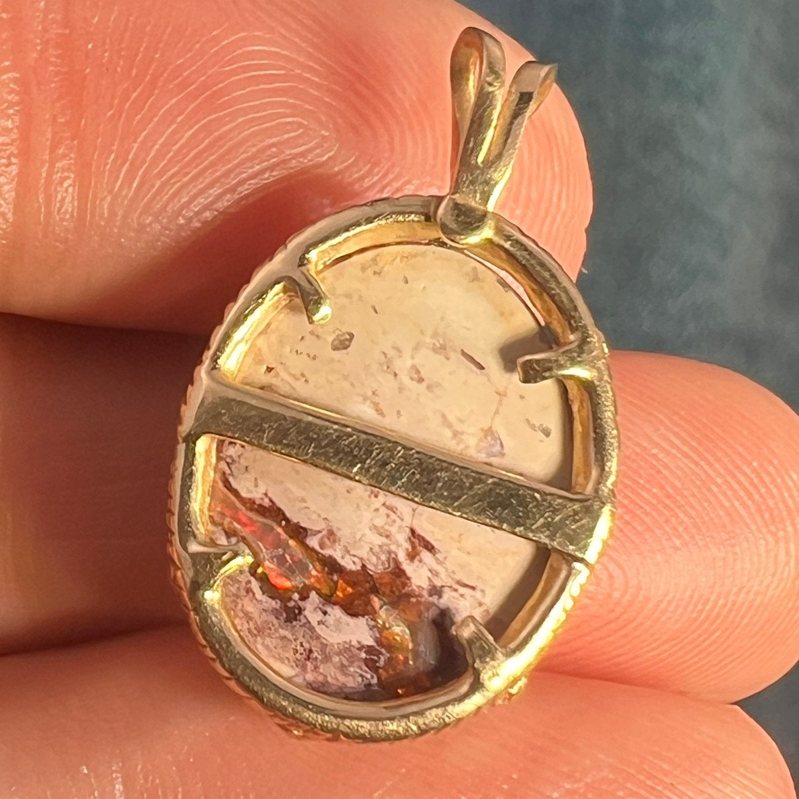 Mexican Boulder Fire Opal Old Pawn Pendant. *Video*