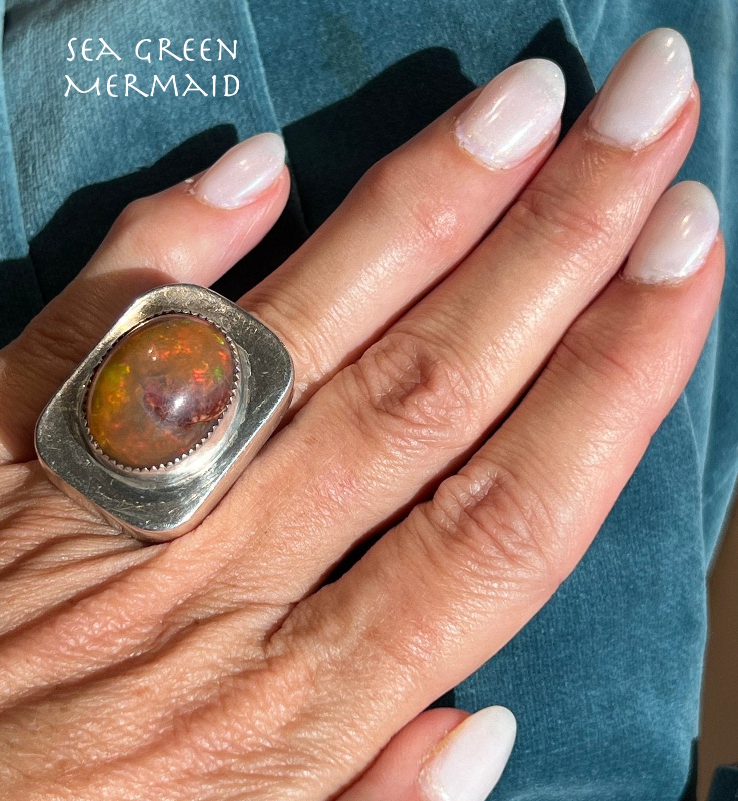 Mexican Boulder Fire Opal Ring. 925 Old Pawn. 1" + 12g *Video*