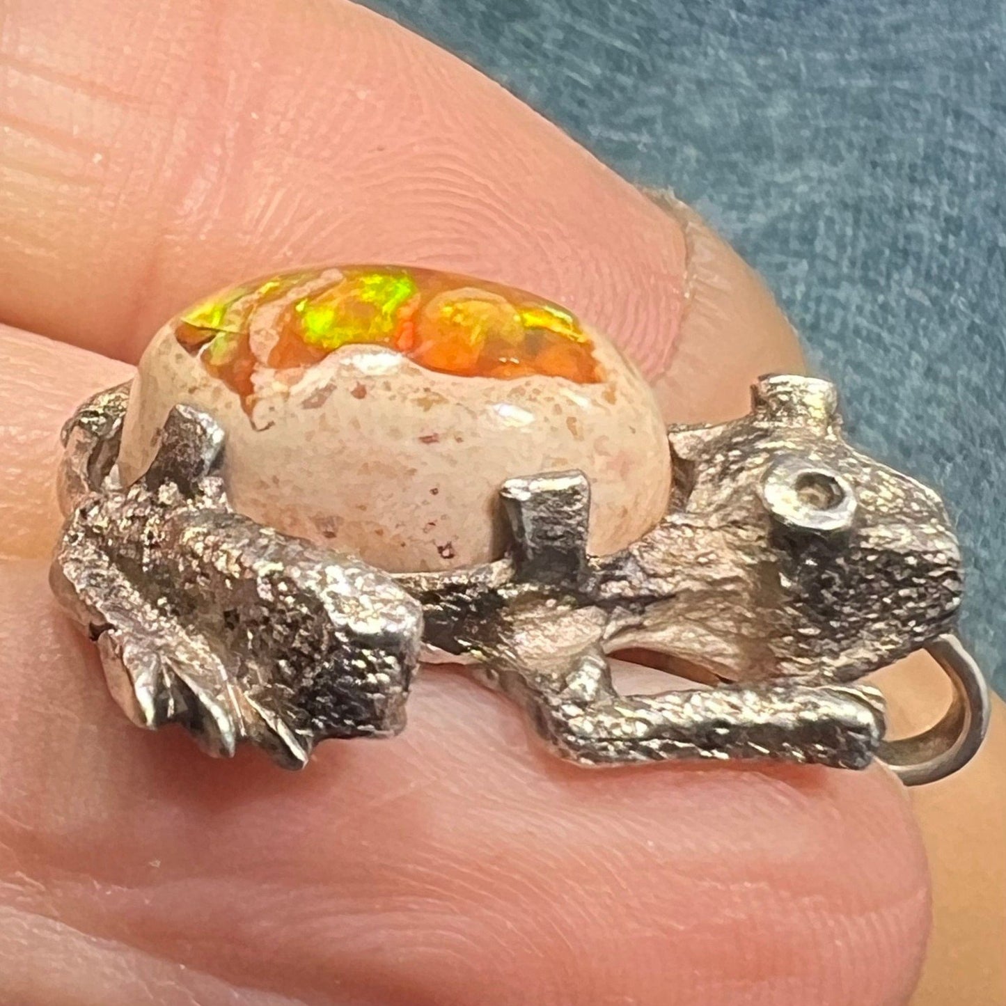 Mexican Boulder Jelly Opal FROG Pendant *Video