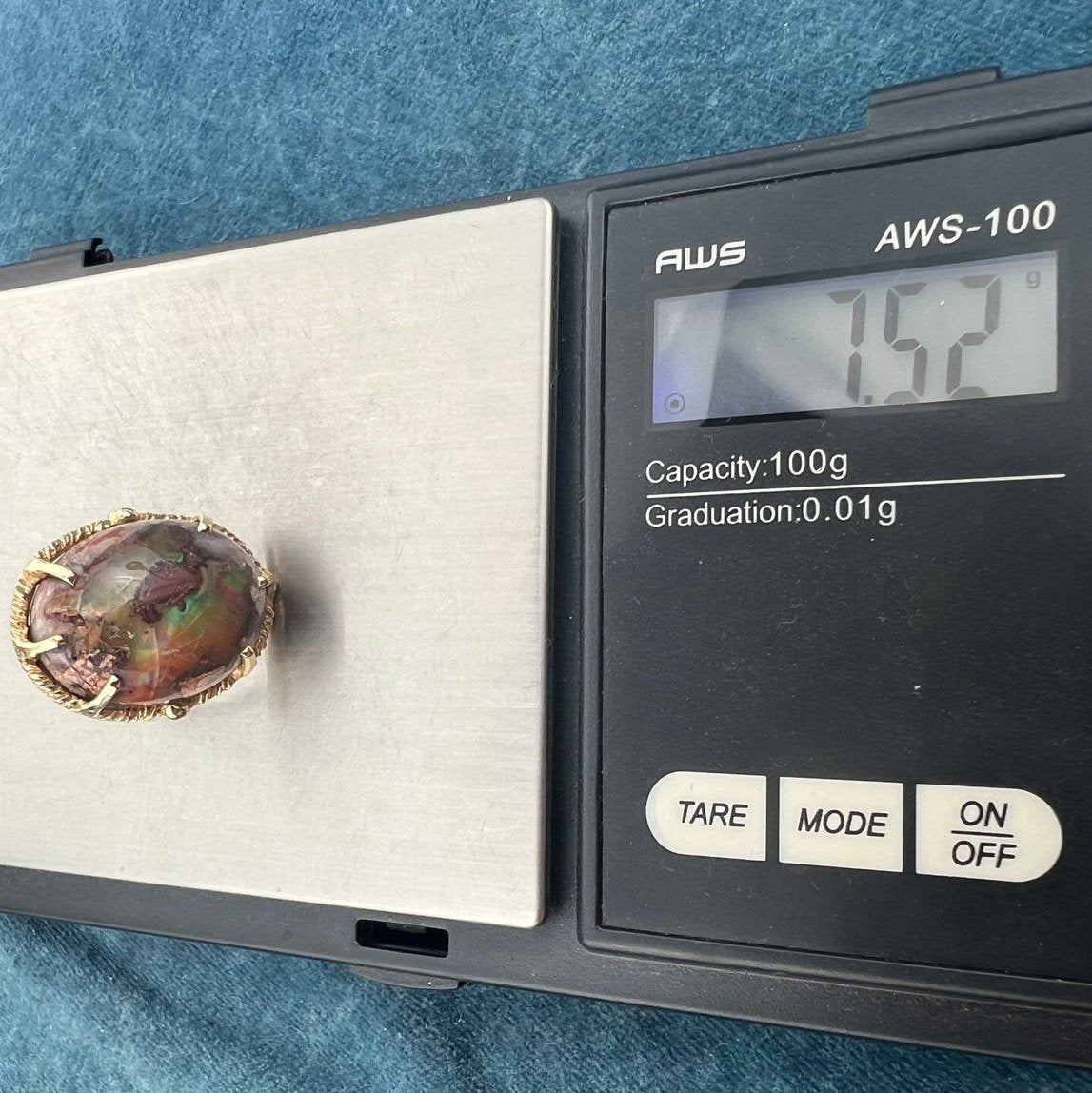 Mexican Cantera Boulder Fire Opal Ring in Silver. 1" + 7.5g *Video*