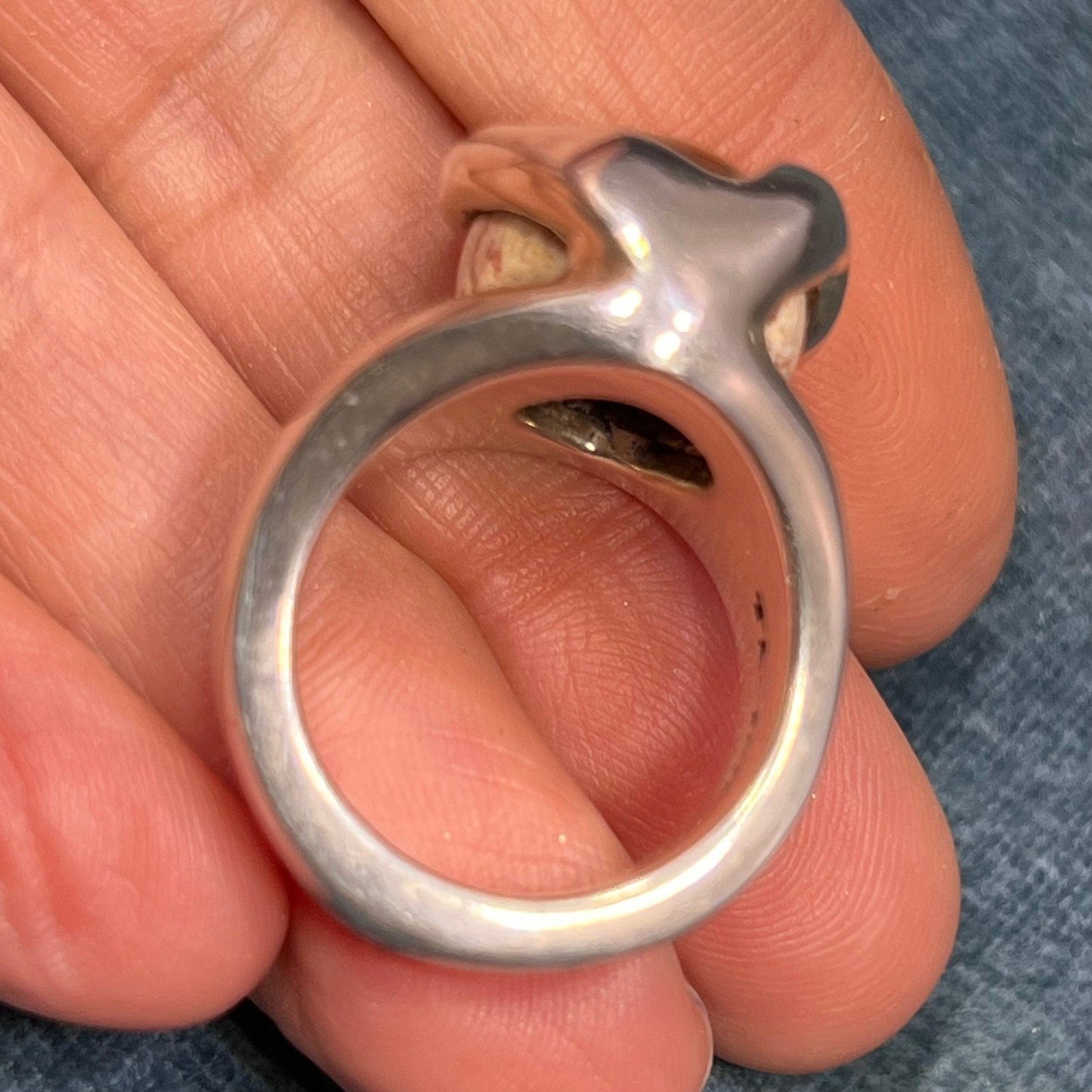 Mexican Fire Jelly Opal 925 Sterling Silver Chunky Ring. 3/4" + 25g *Video*