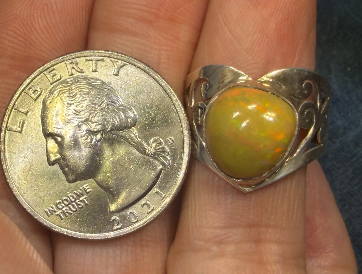 Mexican Fire Opal in Artisan Sterling Silver *Video*