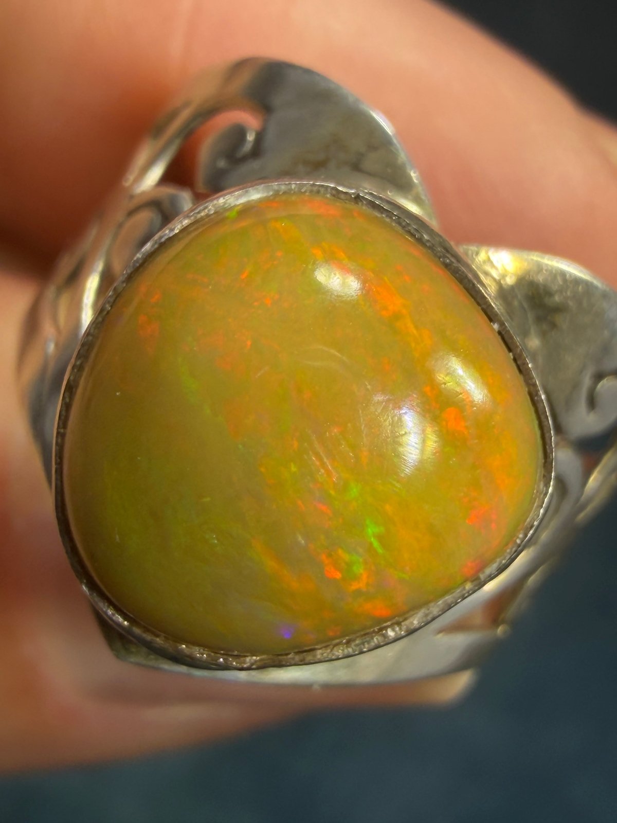 Mexican Fire Opal in Artisan Sterling Silver *Video*