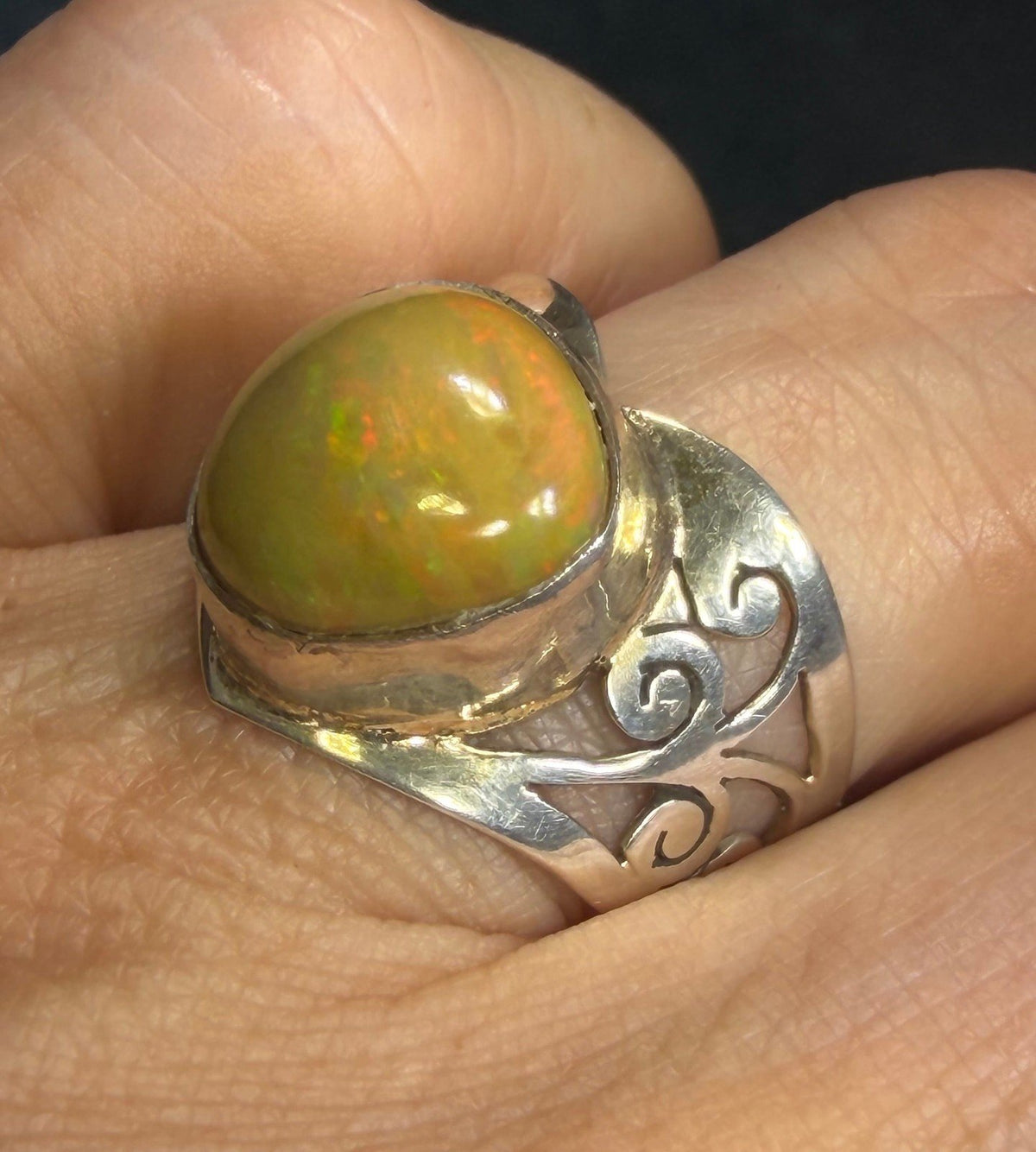 Mexican Fire Opal in Artisan Sterling Silver *Video*