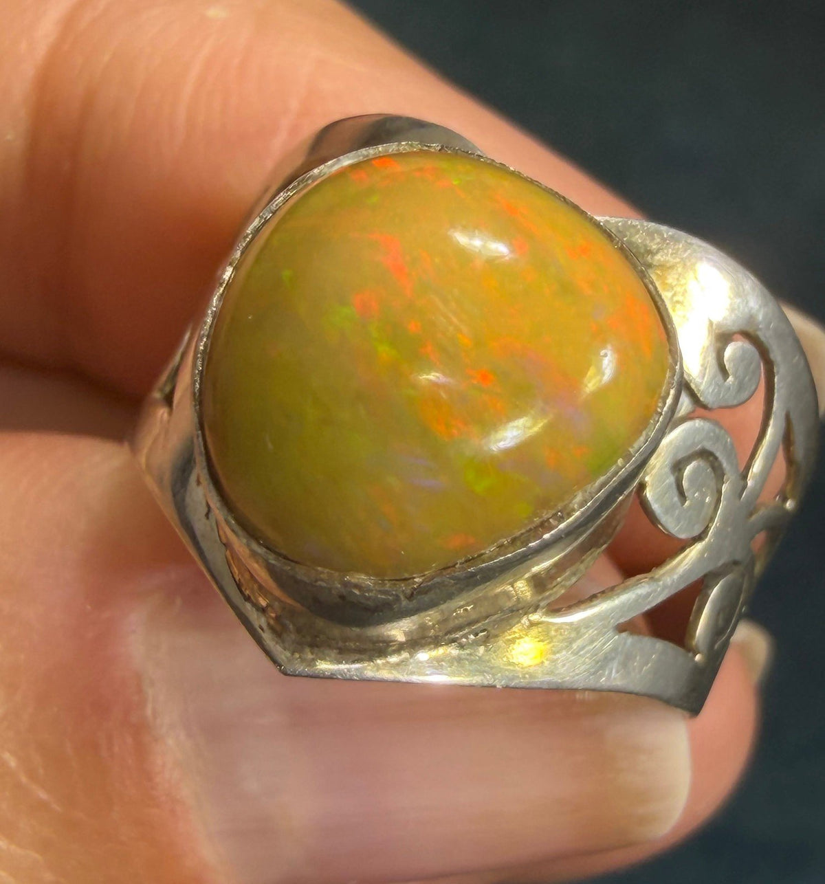 Mexican Fire Opal in Artisan Sterling Silver *Video*