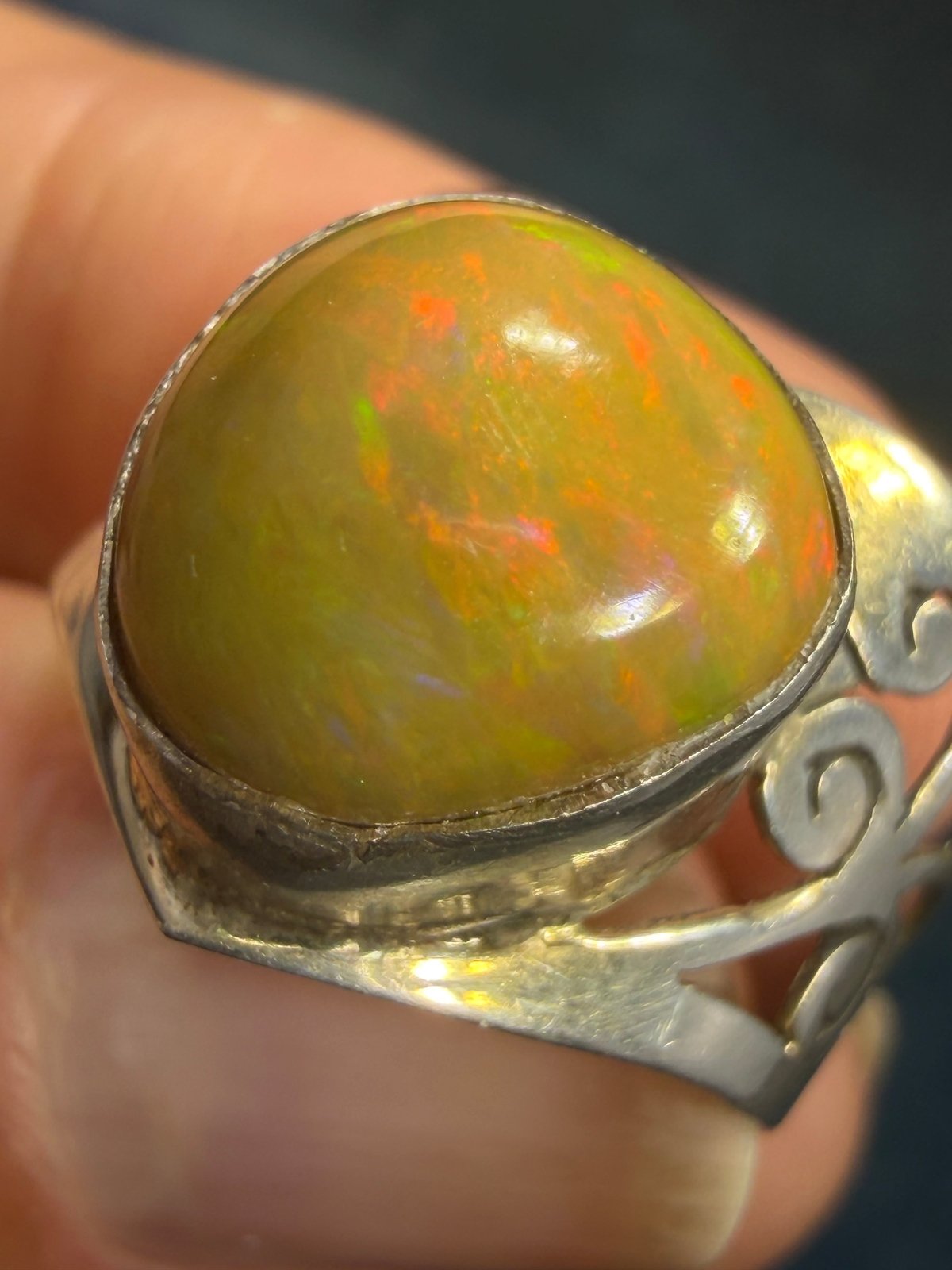 Mexican Fire Opal in Artisan Sterling Silver *Video*