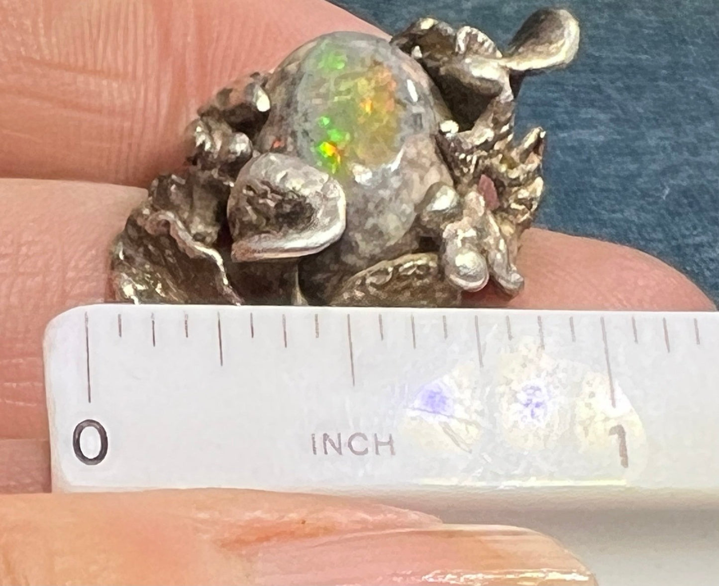 Mexican Jelly Boulder Opal Artisan Forest 925 Ring. 0.8" Wide *Video*
