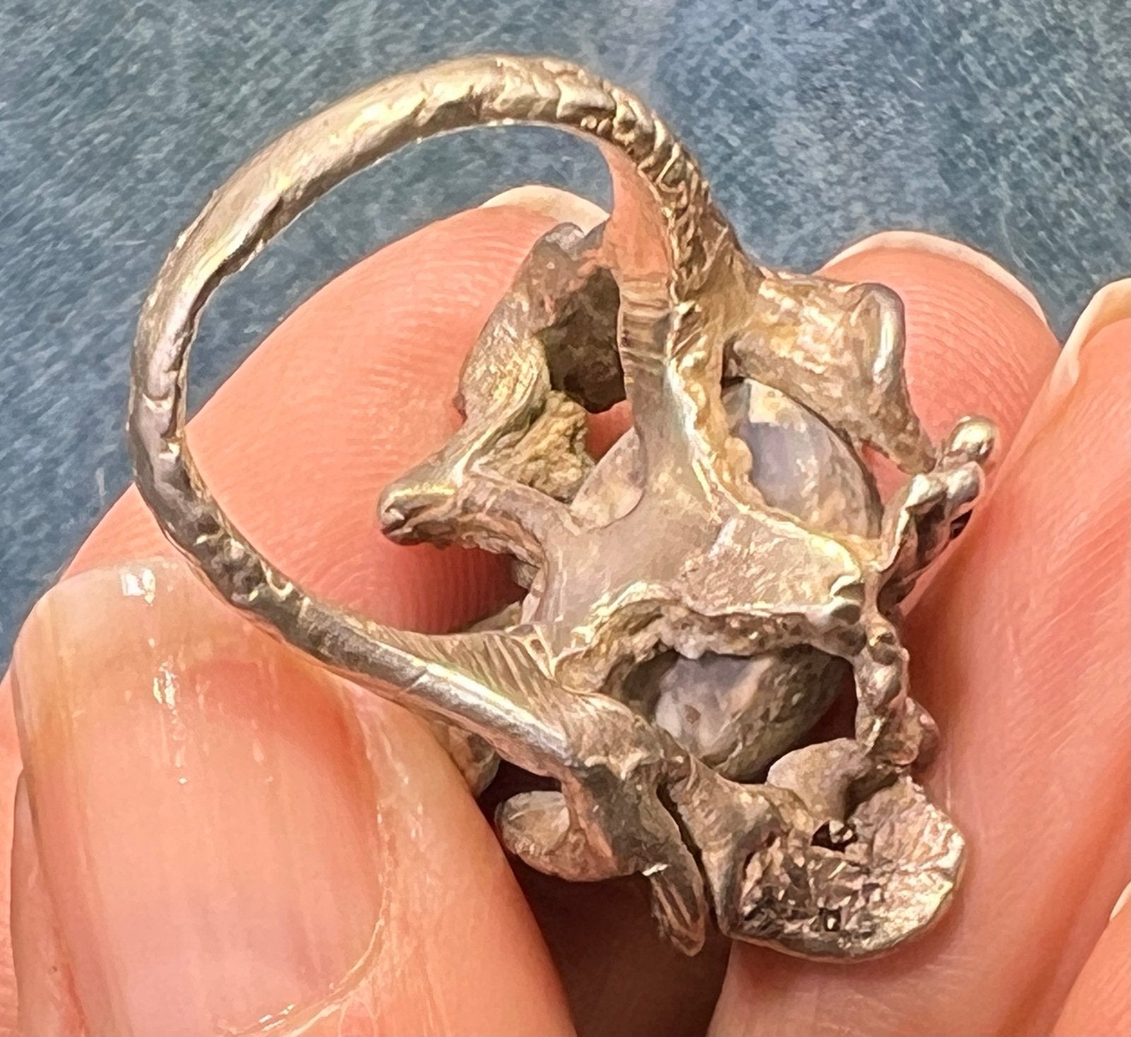 Mexican Jelly Boulder Opal Artisan Forest 925 Ring. 0.8" Wide *Video*