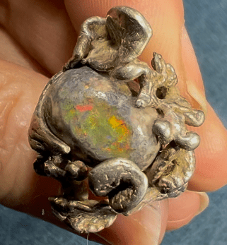 Mexican Jelly Boulder Opal Artisan Forest 925 Ring. 0.8" Wide *Video*