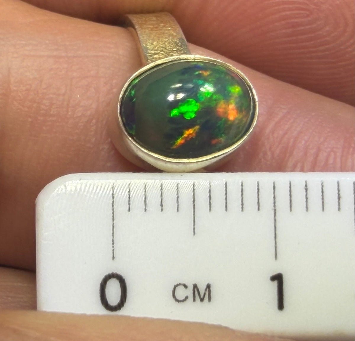 Natural Black Opal Ring in Sterling Silver. Bezel Set *Video*