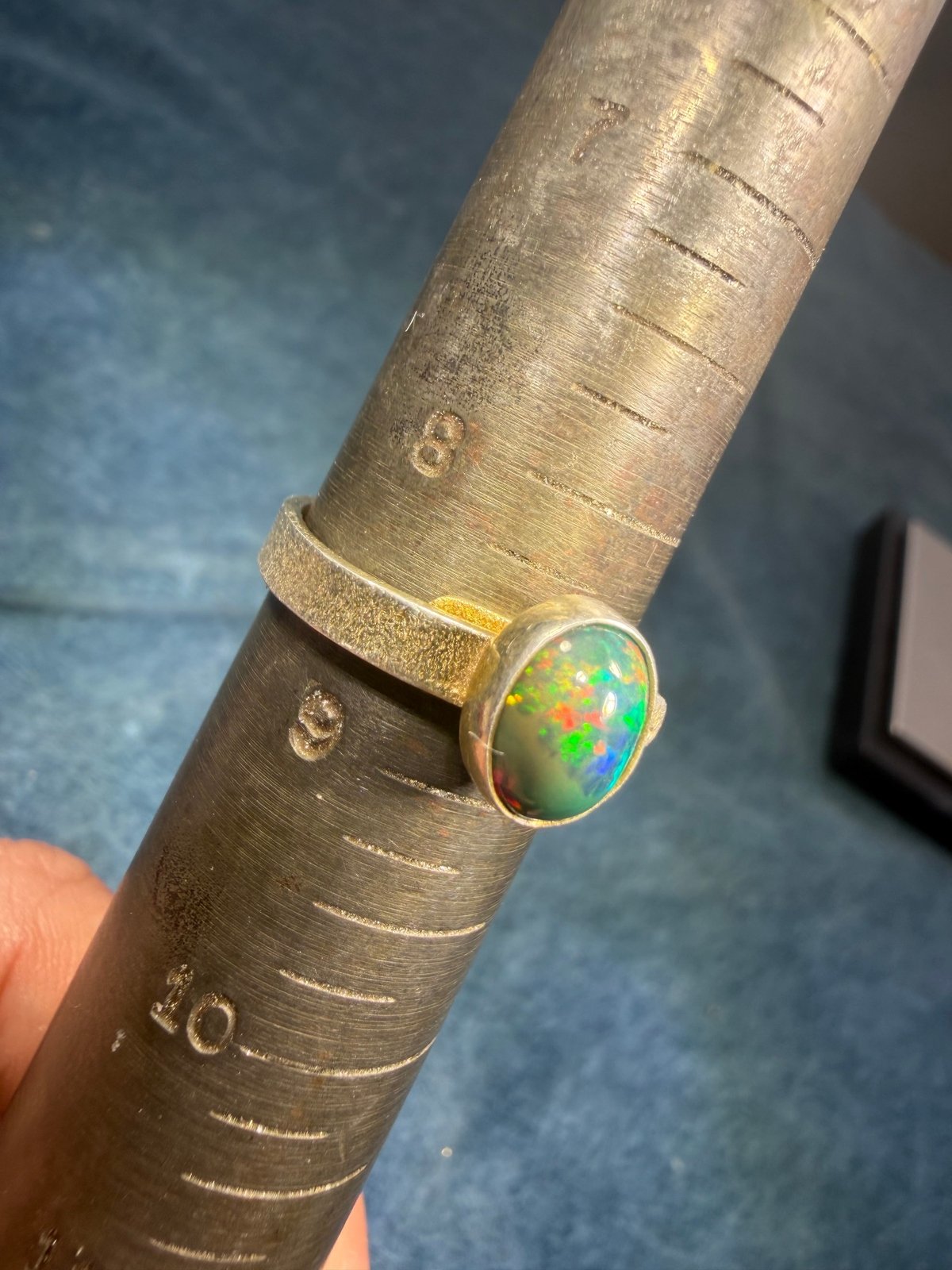 Natural Black Opal Ring in Sterling Silver. Bezel Set *Video*