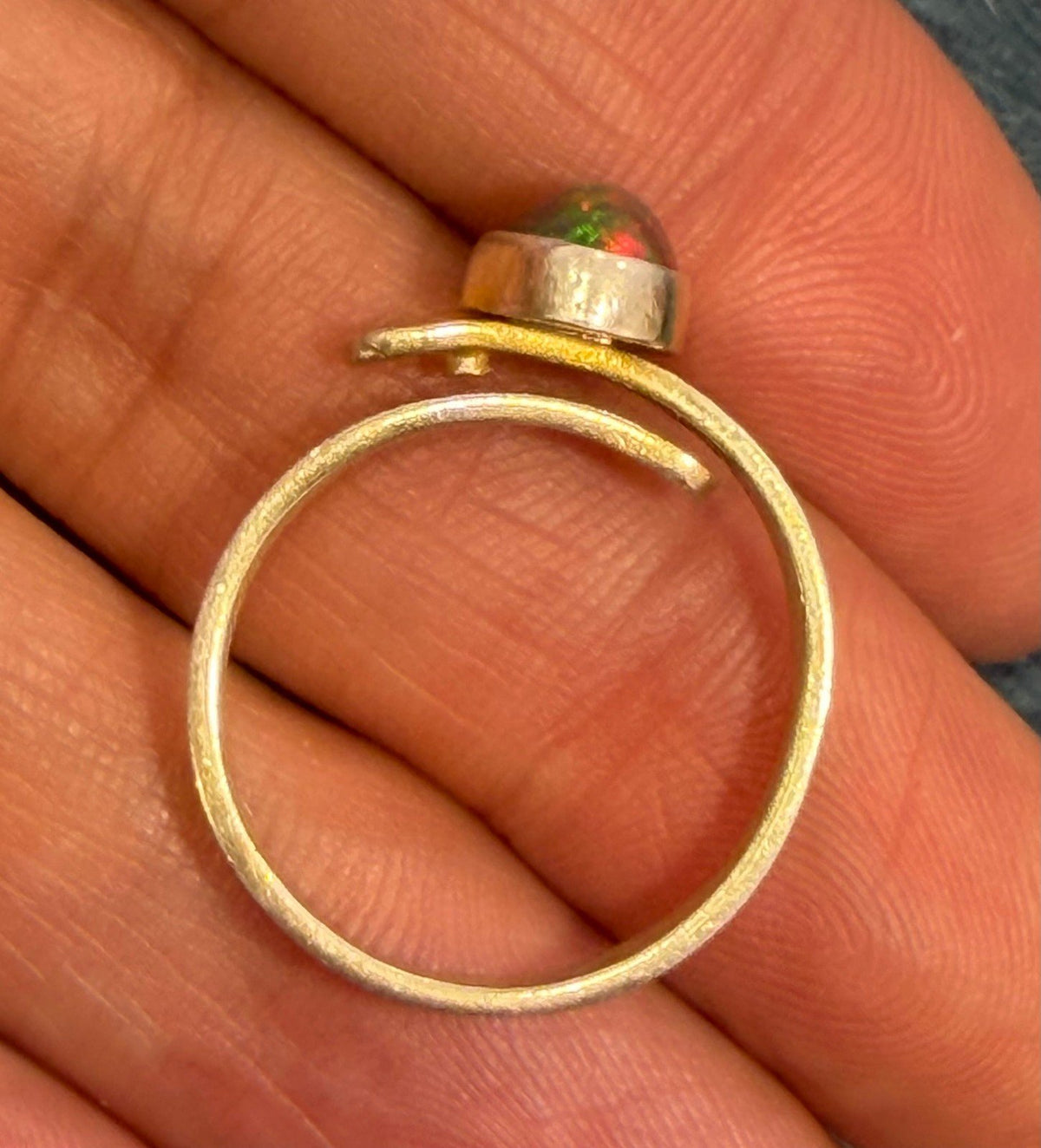 Natural Black Opal Ring in Sterling Silver. Bezel Set *Video*