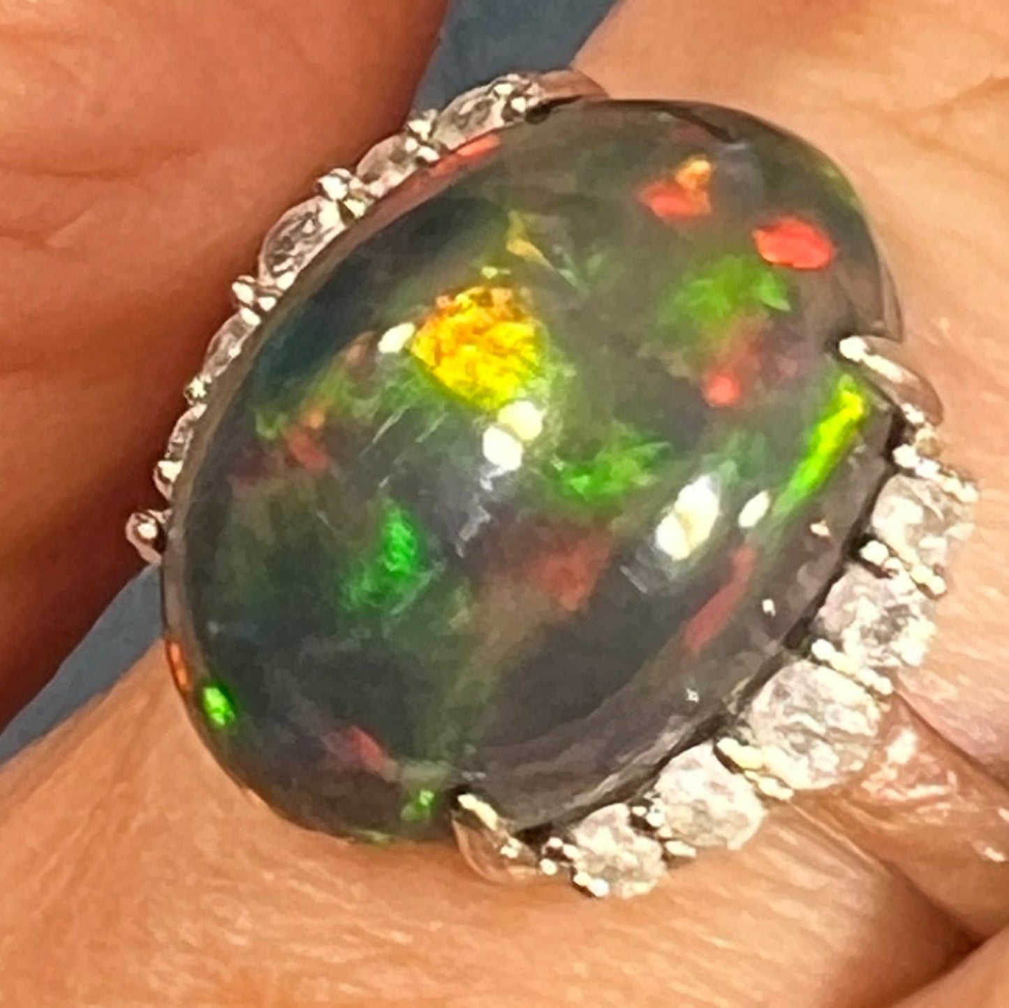 Natural Black Opal Ring in Sterling Silver. *VIDEO*