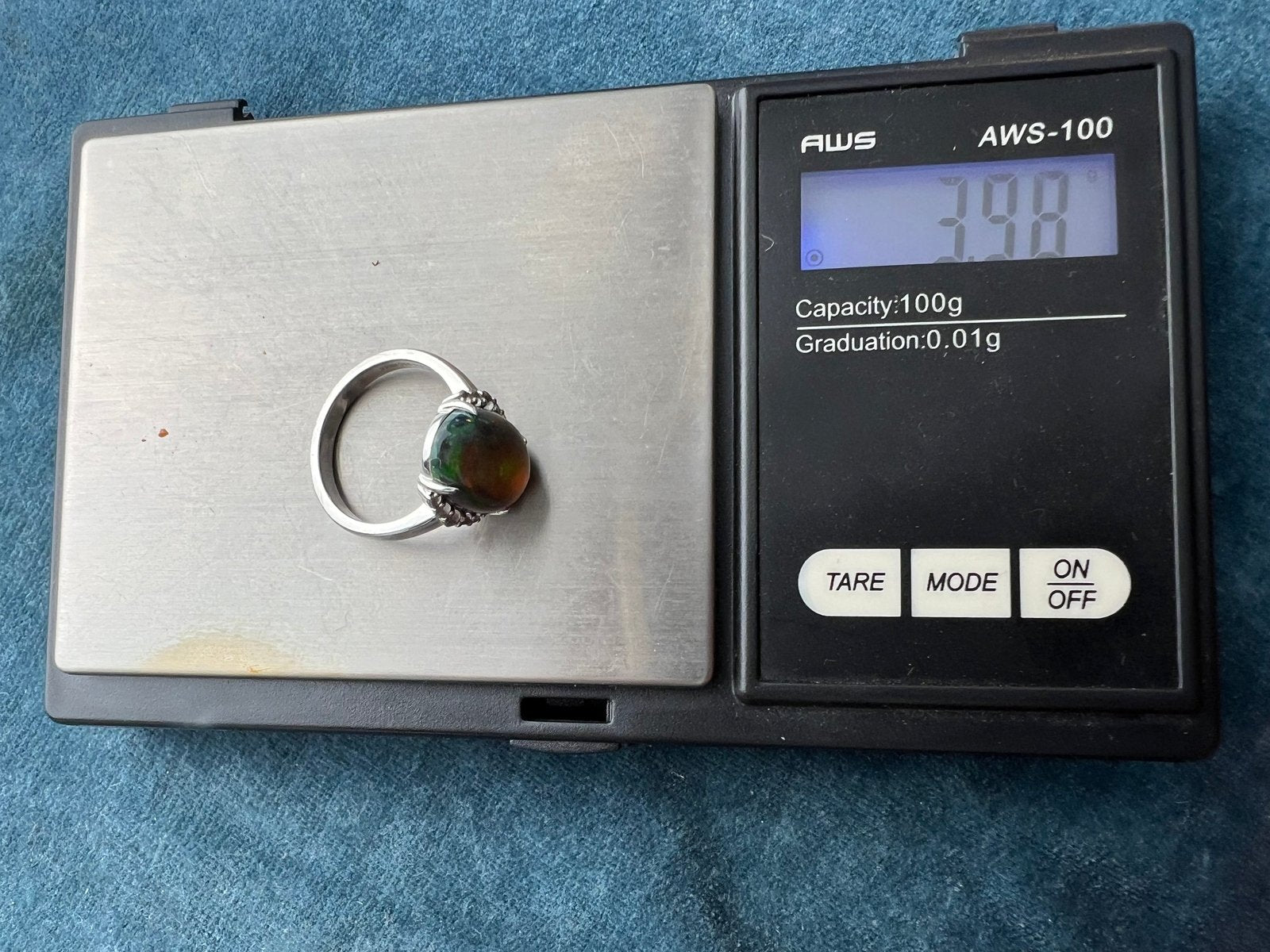 Natural Black Opal Ring in Sterling Silver. *VIDEO*